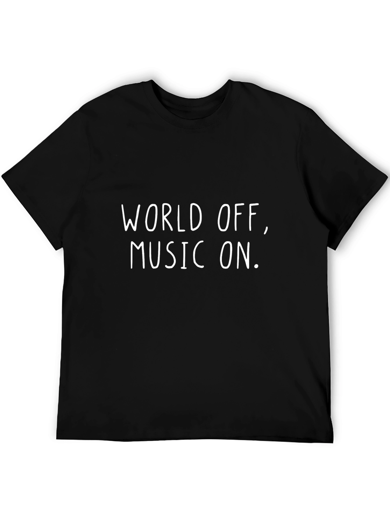 World Off Music On Black T-Shirt