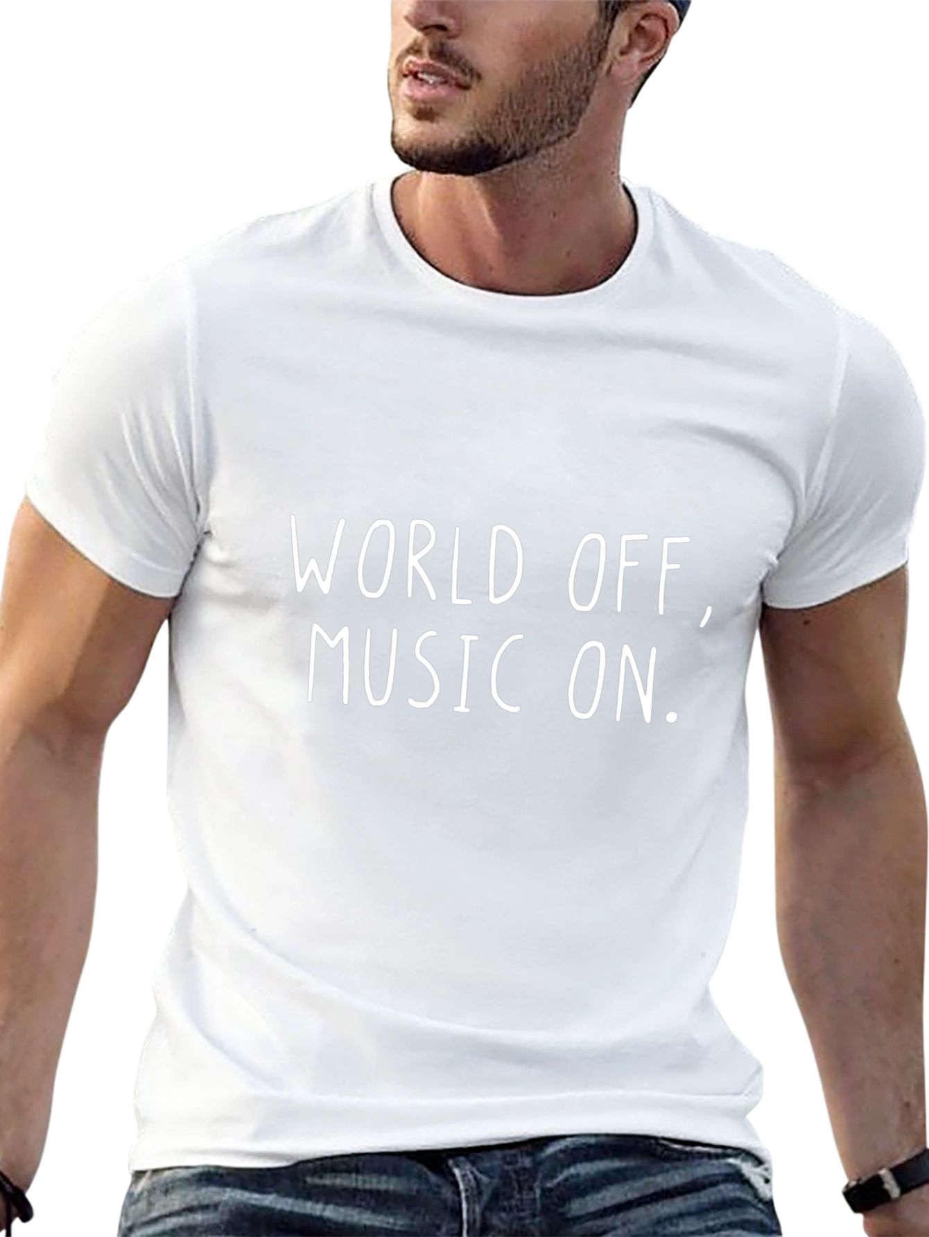 World Off Music On Black T-Shirt