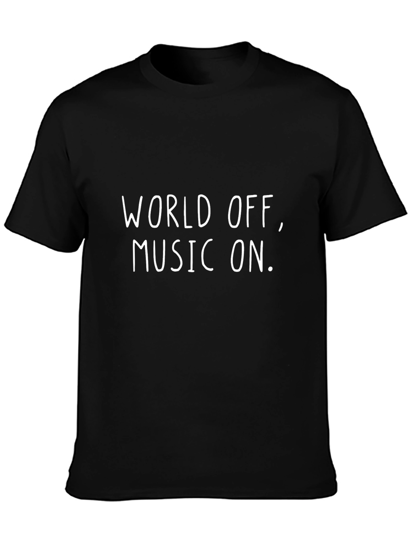 World Off Music On Black T-Shirt