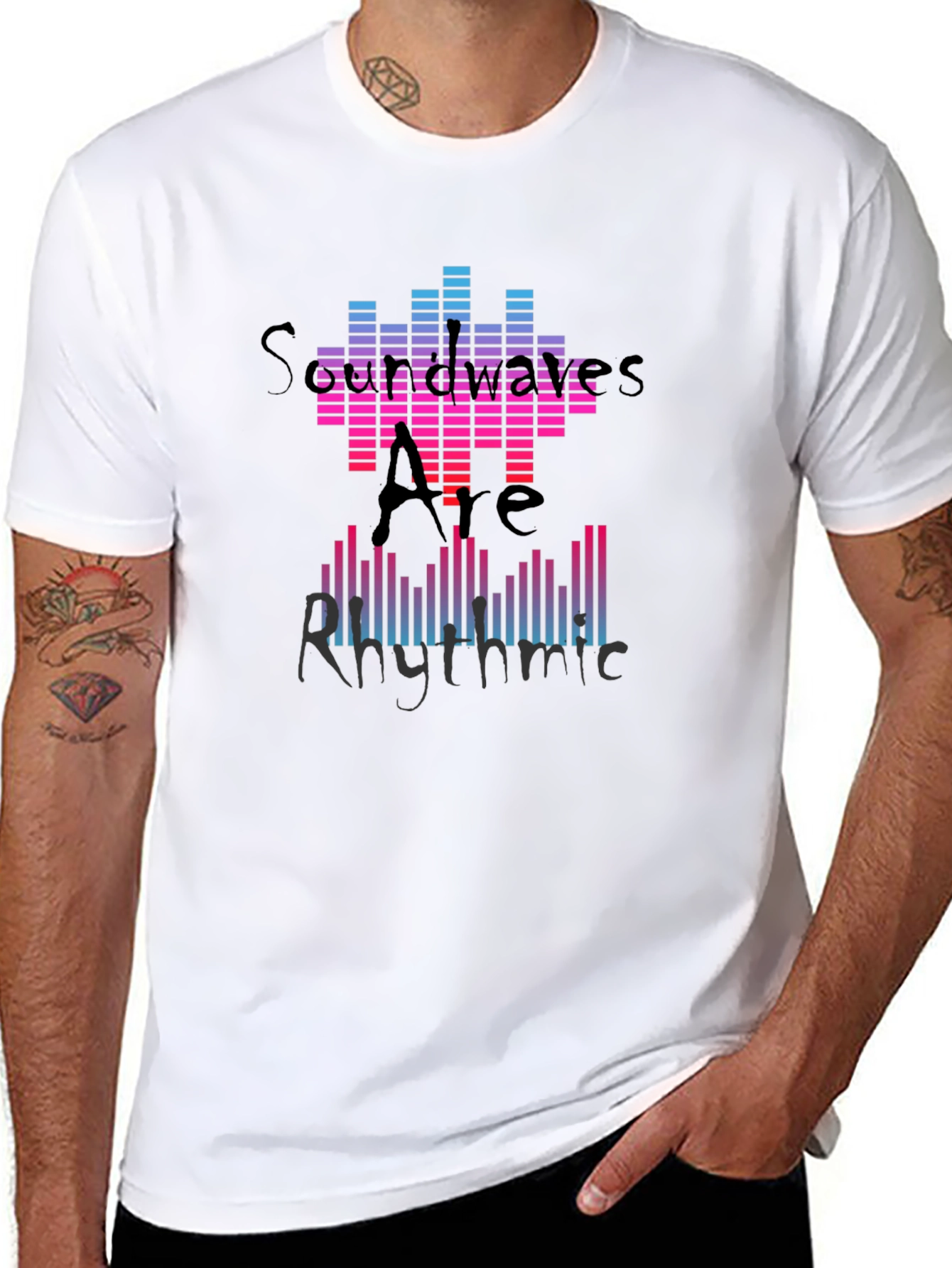 Soundwaves Rhythmic Graphic Tee - Black