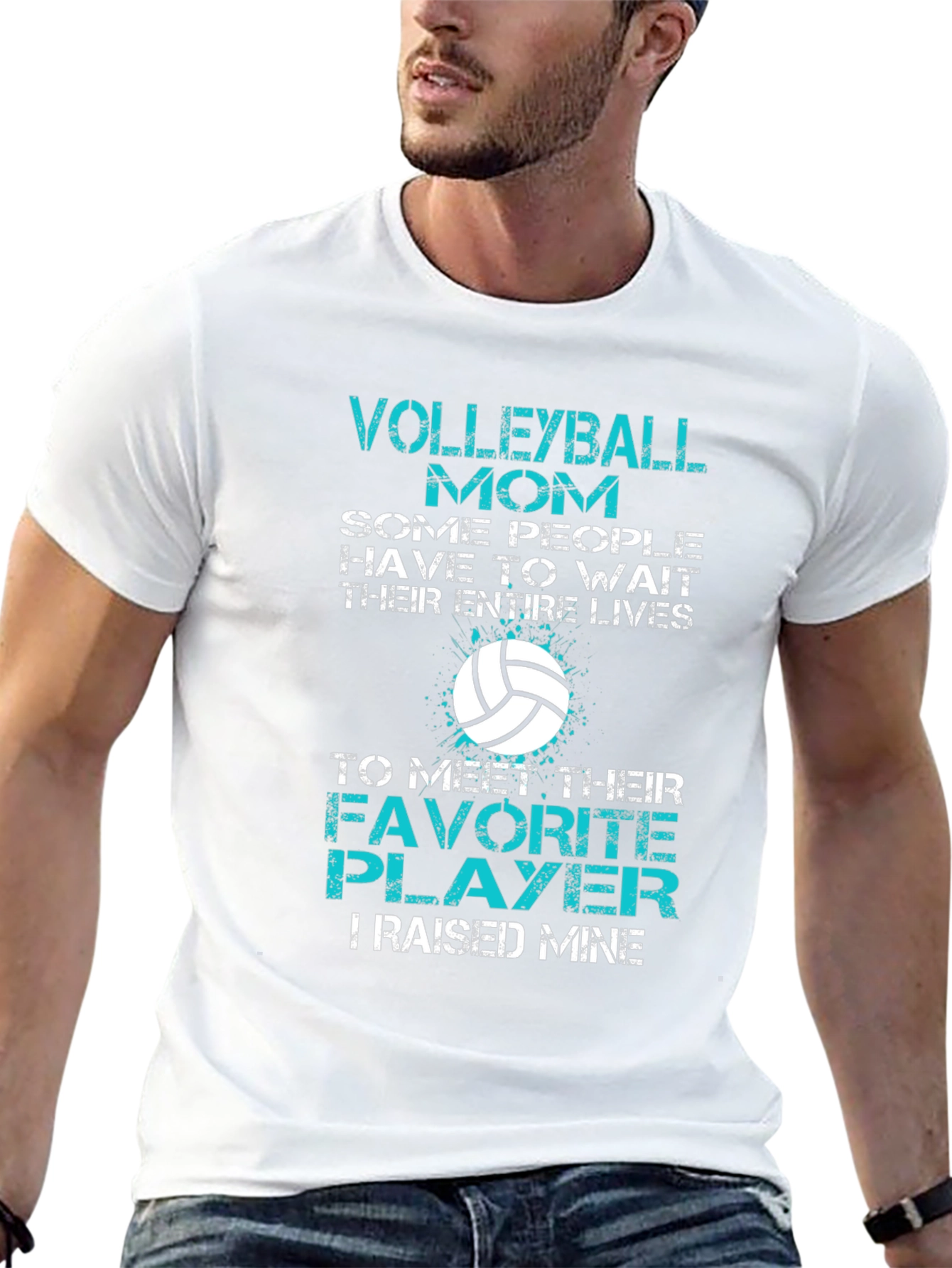 Volleyball Mom T-Shirt - Raised My Favorite Player