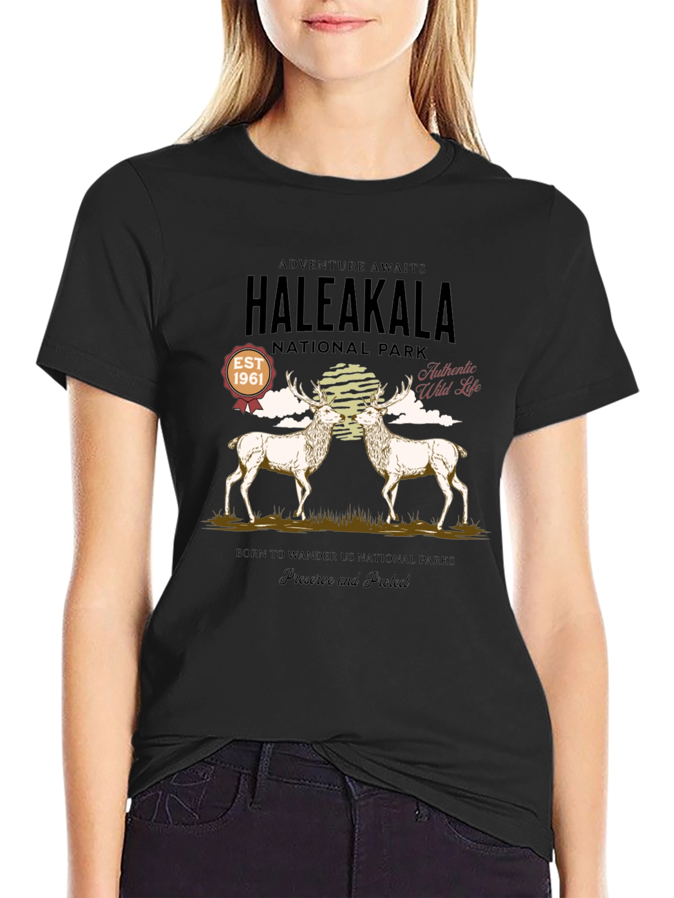 Haleakala National Park Deer Graphic T-Shirt
