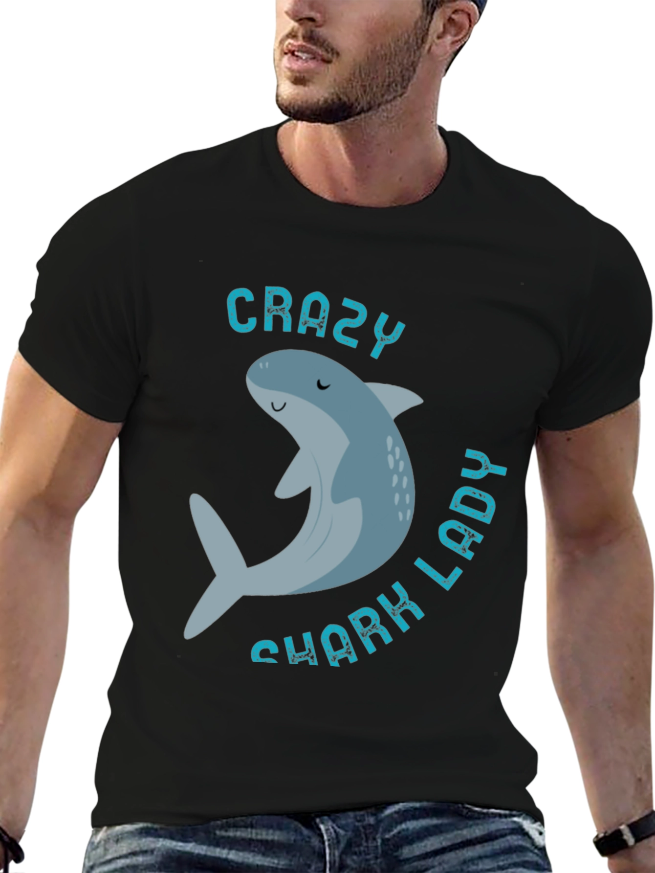 Crazy Shark Lady T-Shirt - Fun Aquatic Graphic Tee