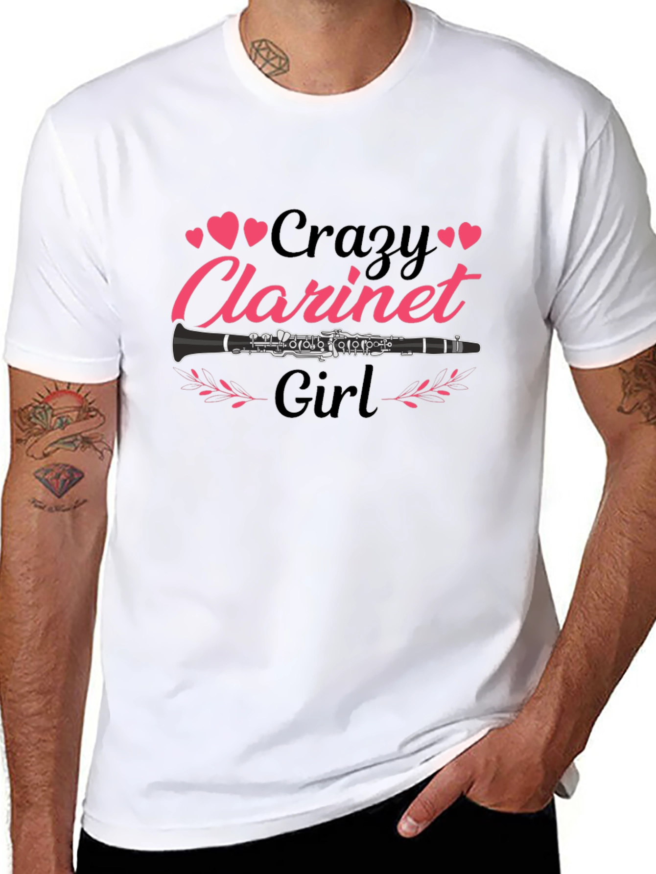 Crazy Clarinet Girl Black T-Shirt