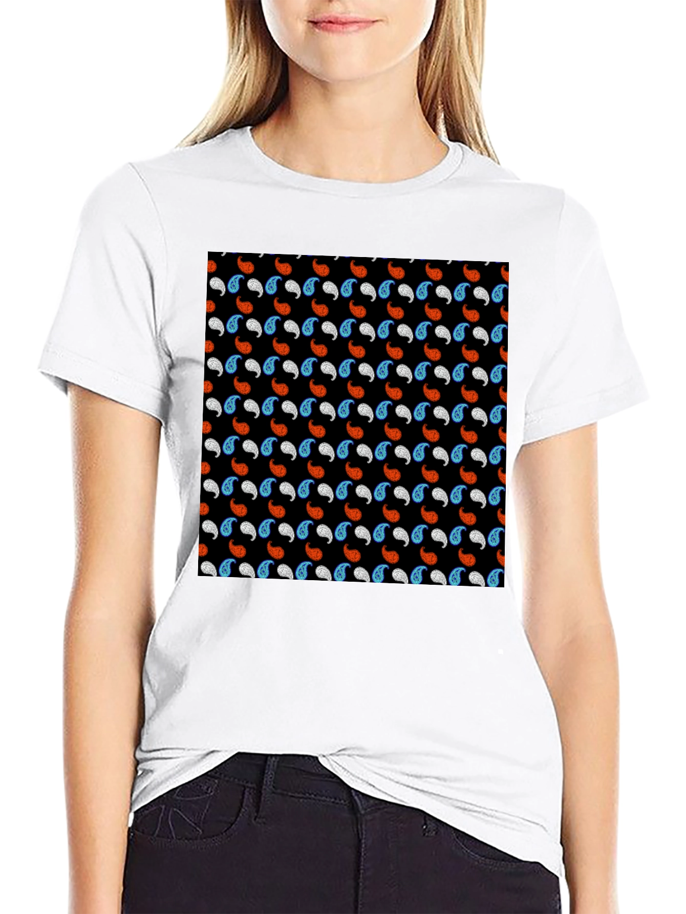 Paisley Pattern Mens Black T-Shirt