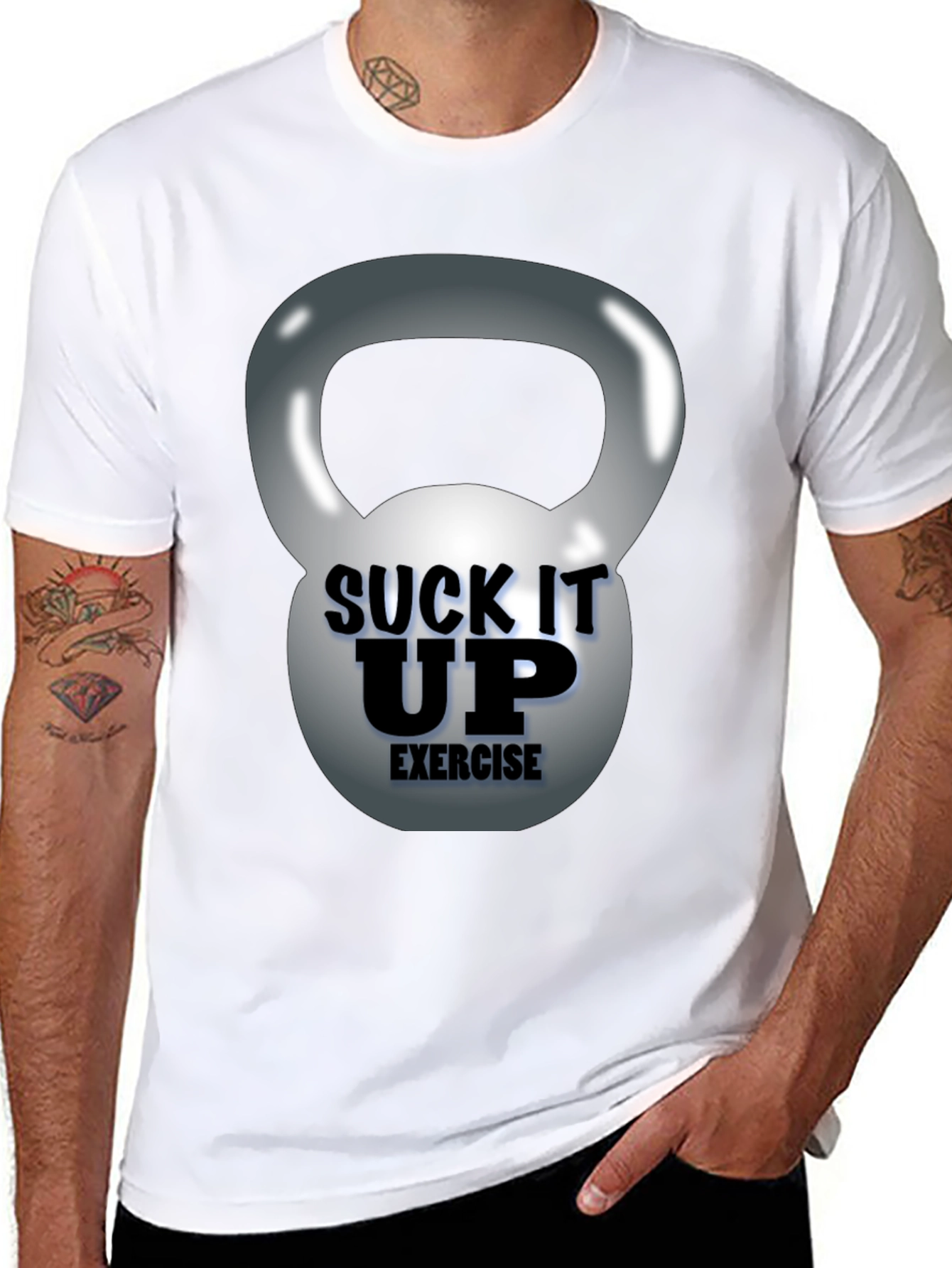 Suck It Up Exercise Kettlebell Graphic Tee