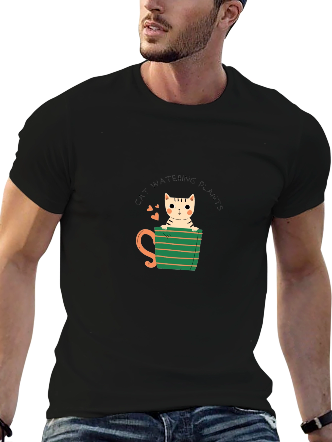 Cat Watering Plants Graphic Tee