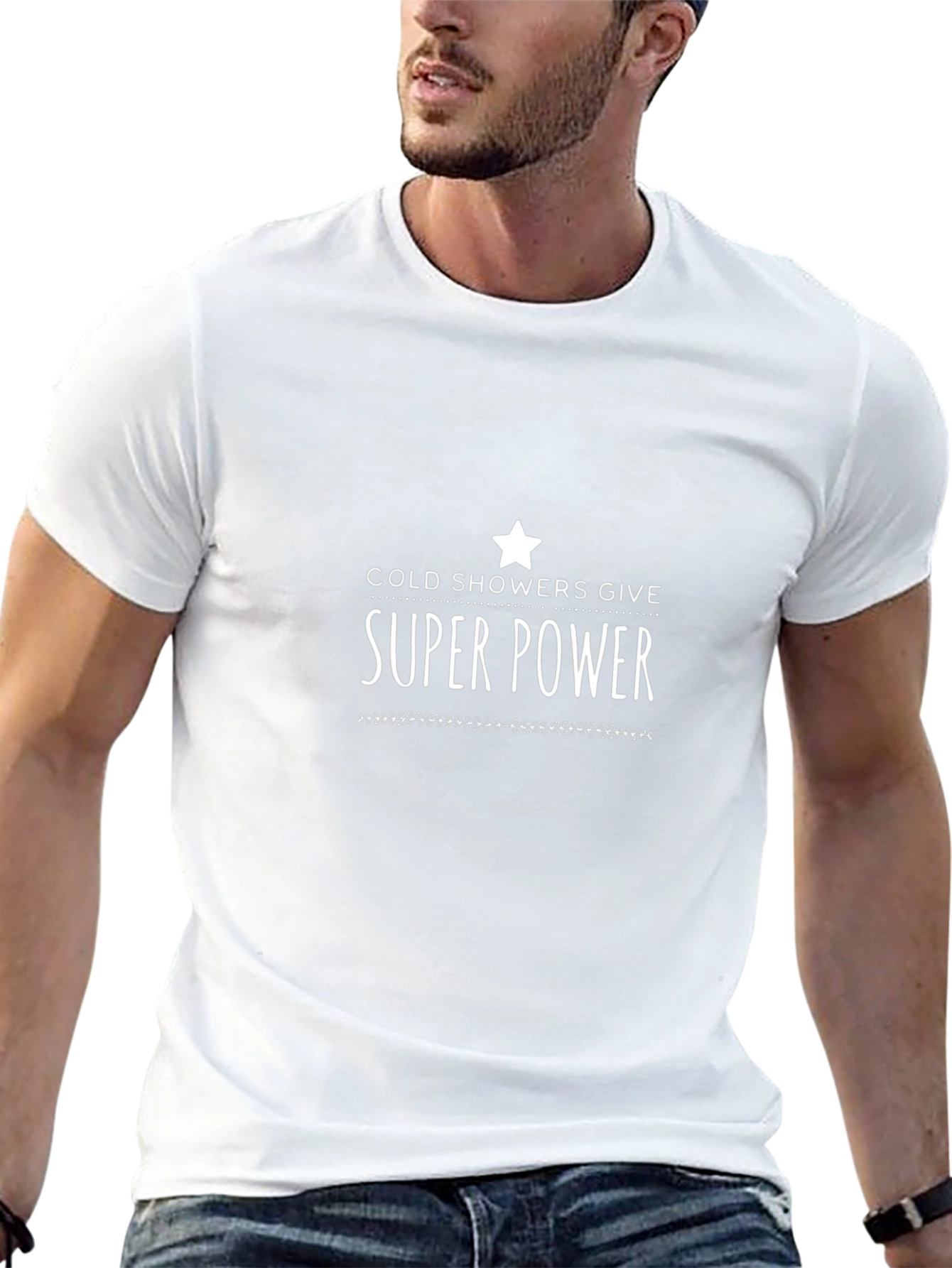 Cold Showers Give Super Power Black Tee