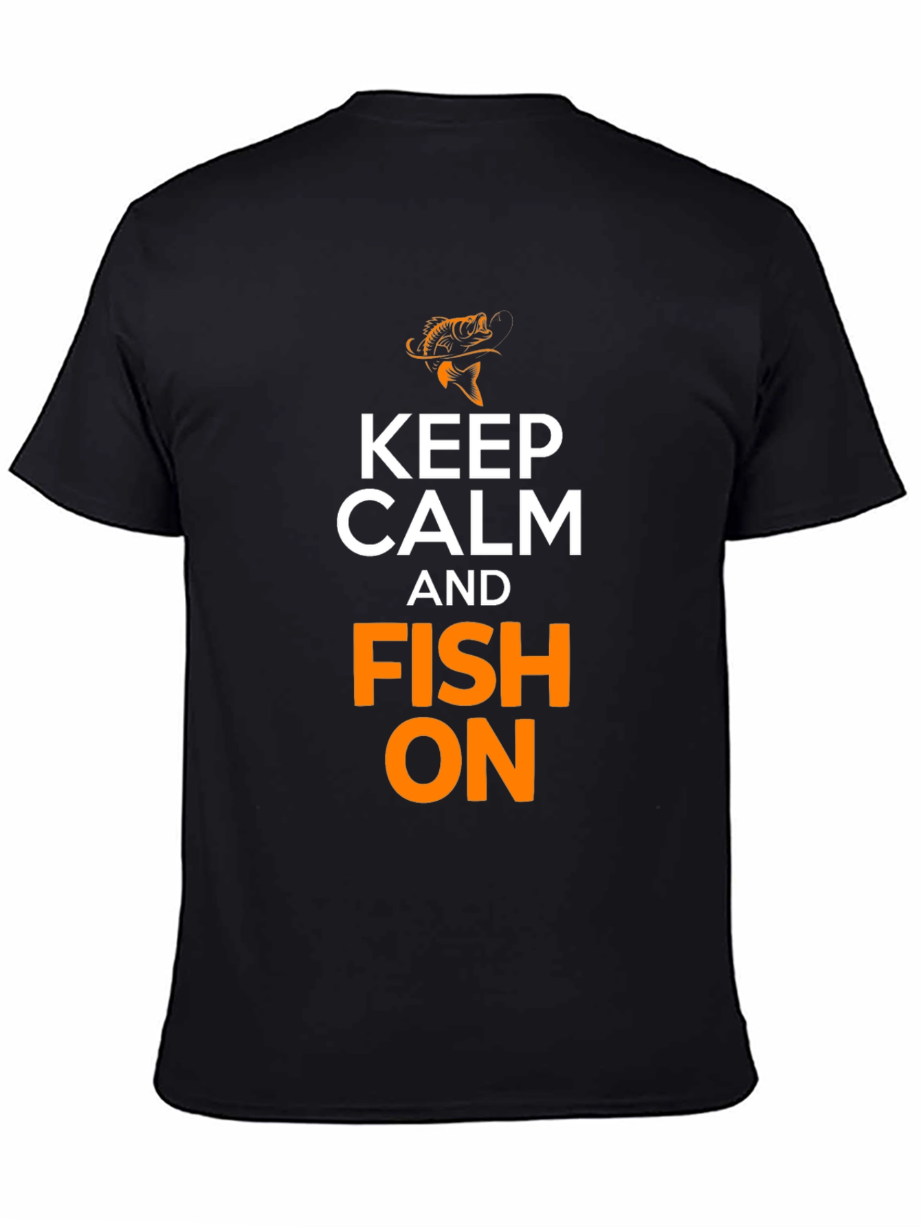 Keep Calm and Fish On Black T-Shirt