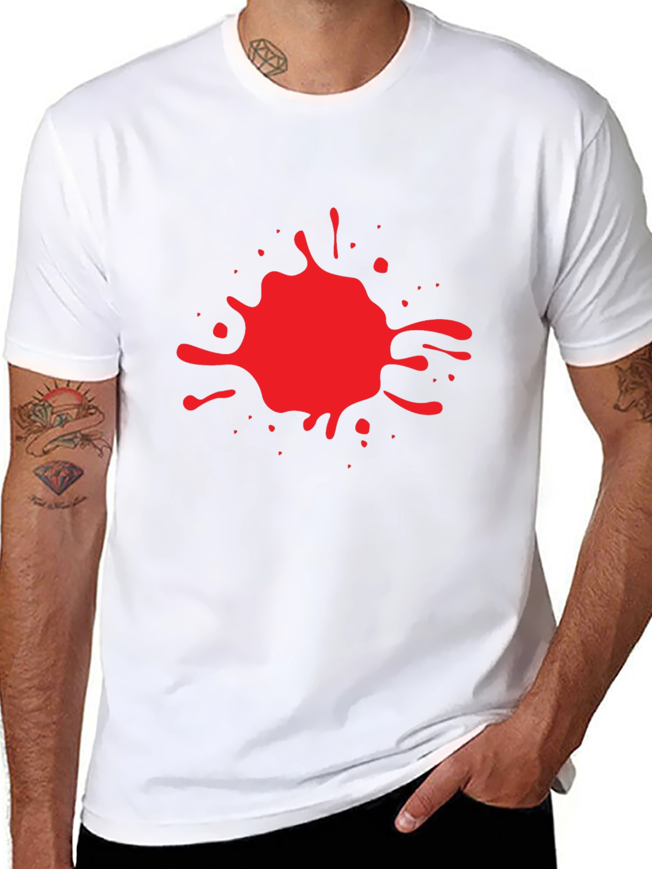 Black T-Shirt with Red Splatter Design