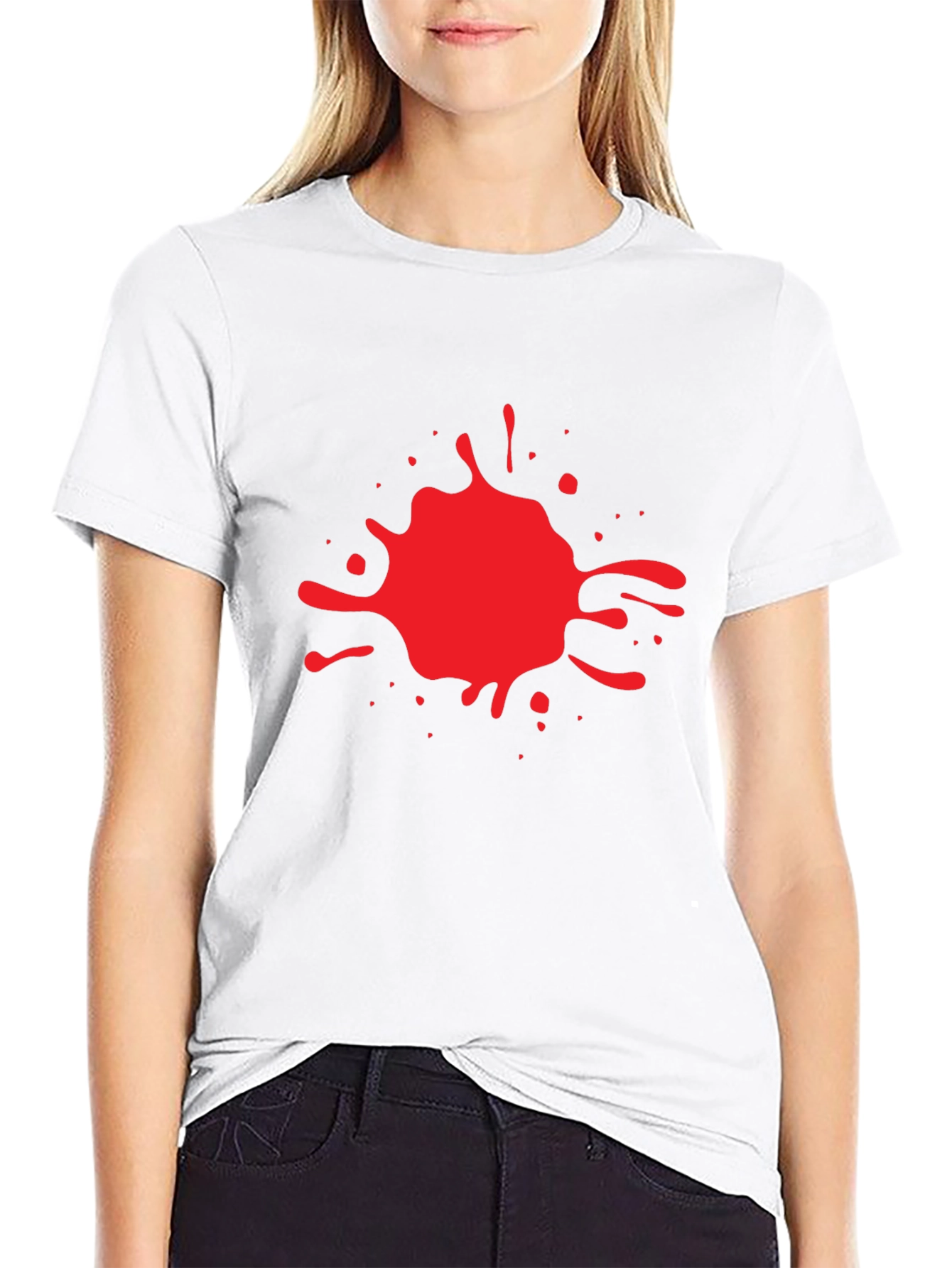 Black T-Shirt with Red Splatter Design