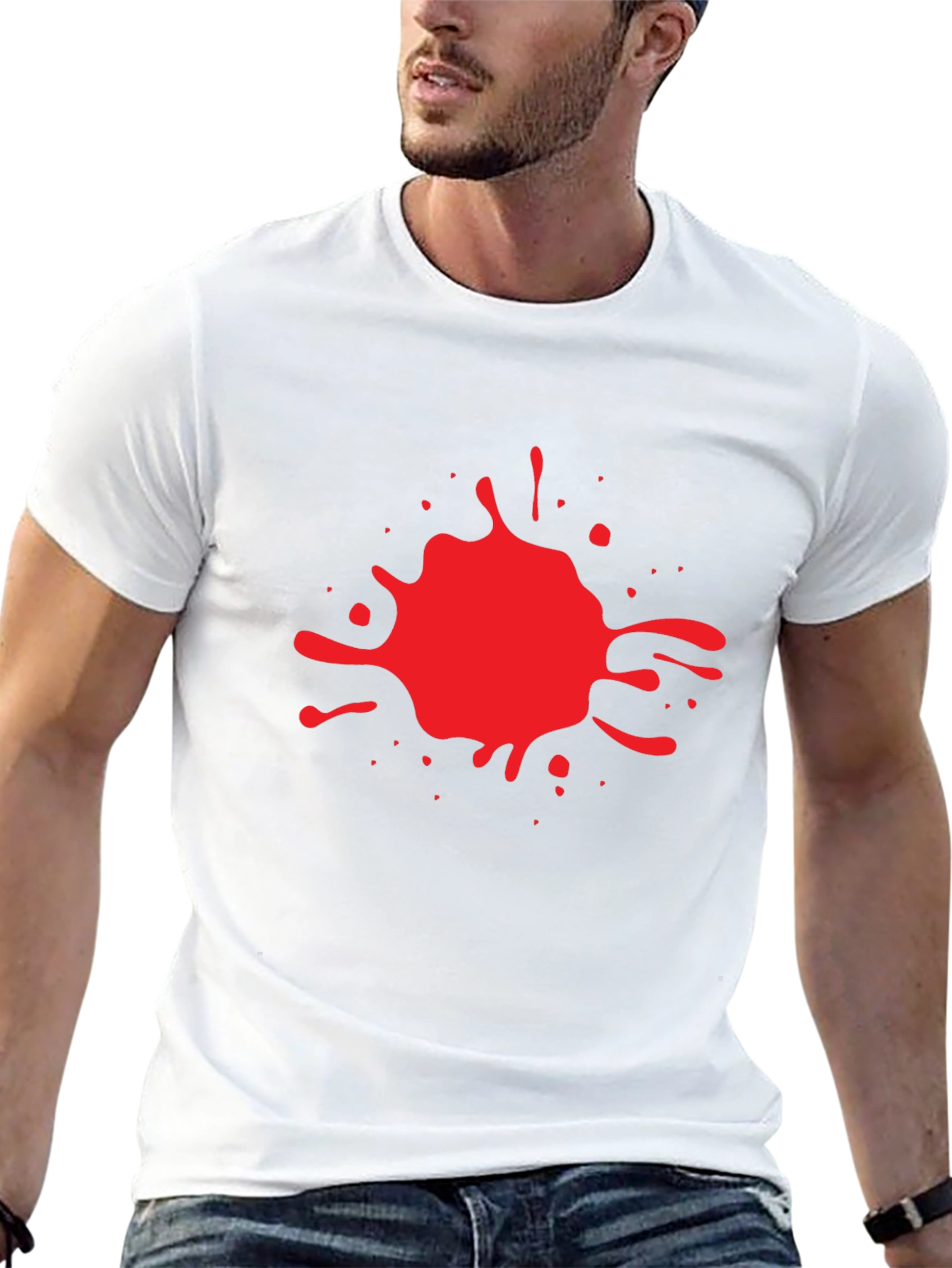 Black T-Shirt with Red Splatter Design