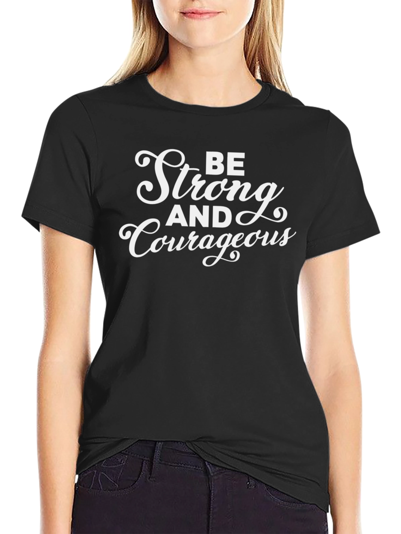 Be Strong and Courageous Graphic Tee - Black