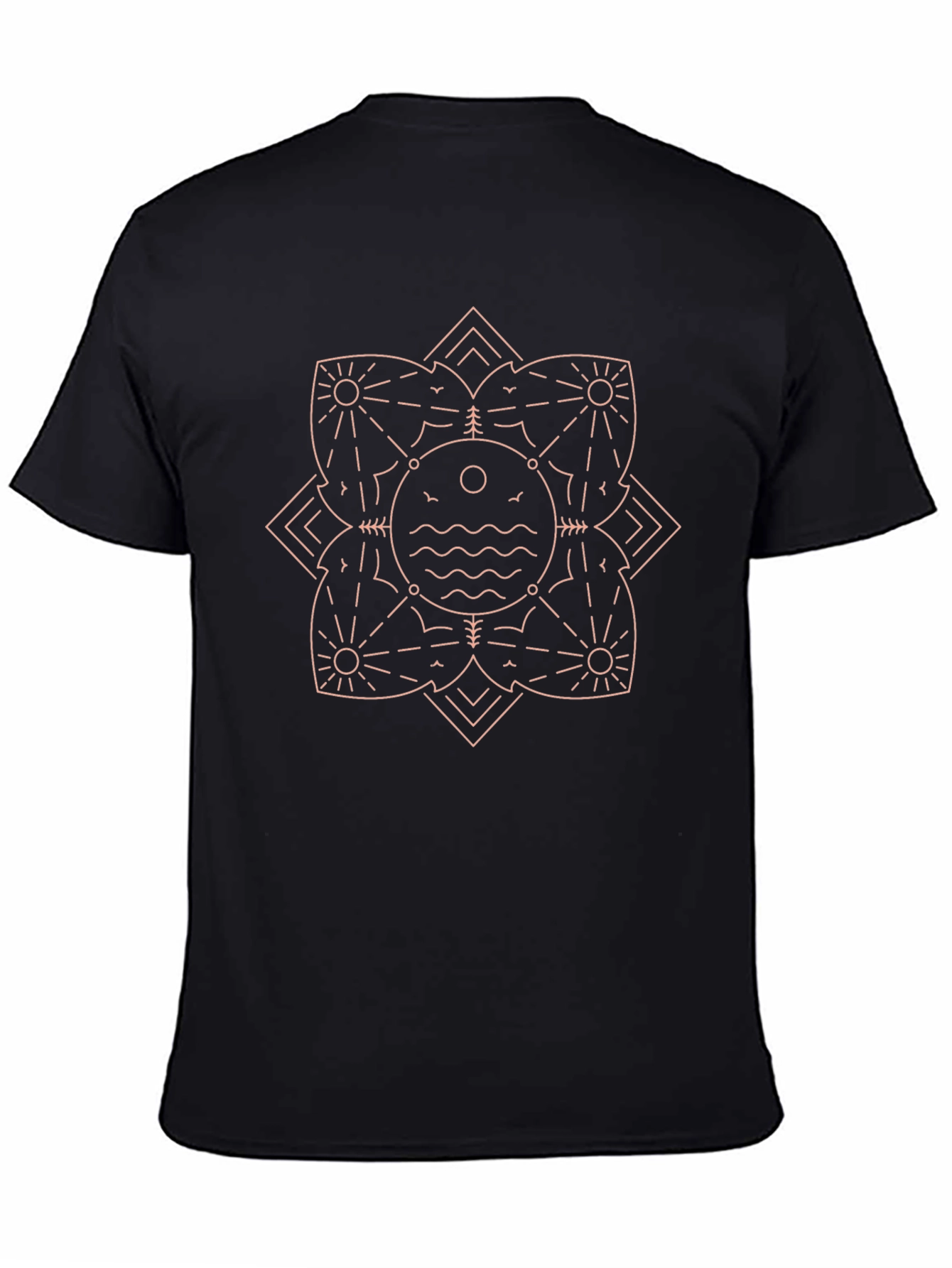 Geometric Nature Graphic Tee - Black