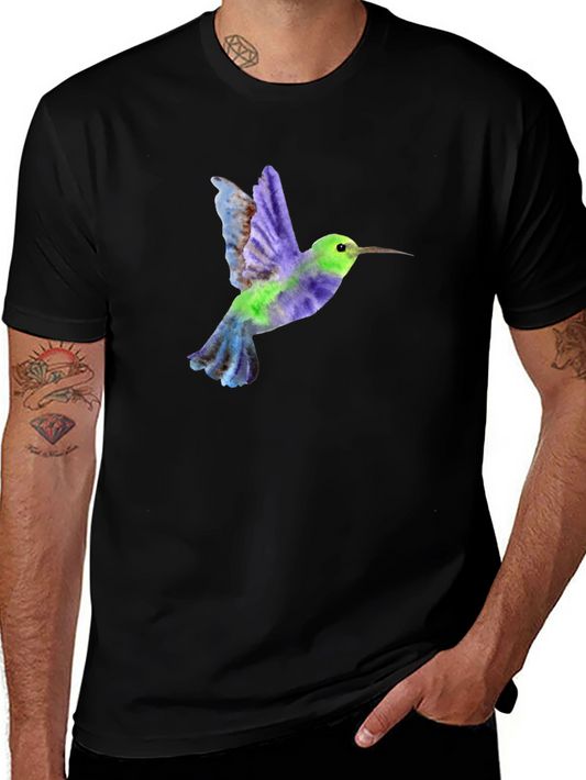 Hummingbird Graphic Tee - Black Cotton Blend