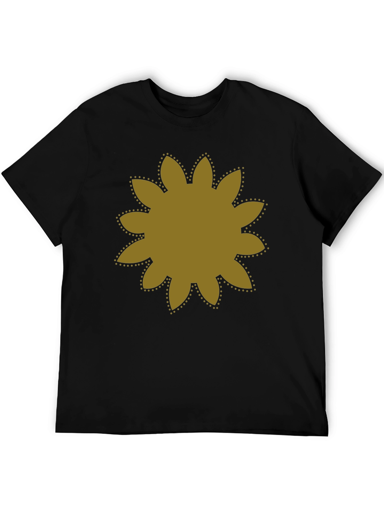 Black T-Shirt with Gold Flower Graphic