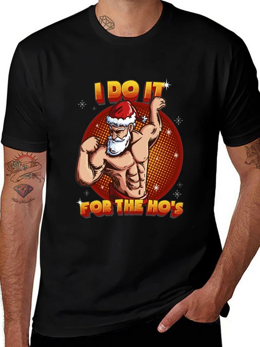 I Do It For The Hos Santa Muscle Black T-Shirt