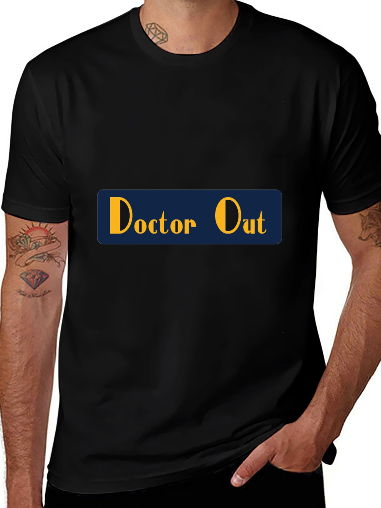 Doctor Out Mens Black Graphic T-Shirt