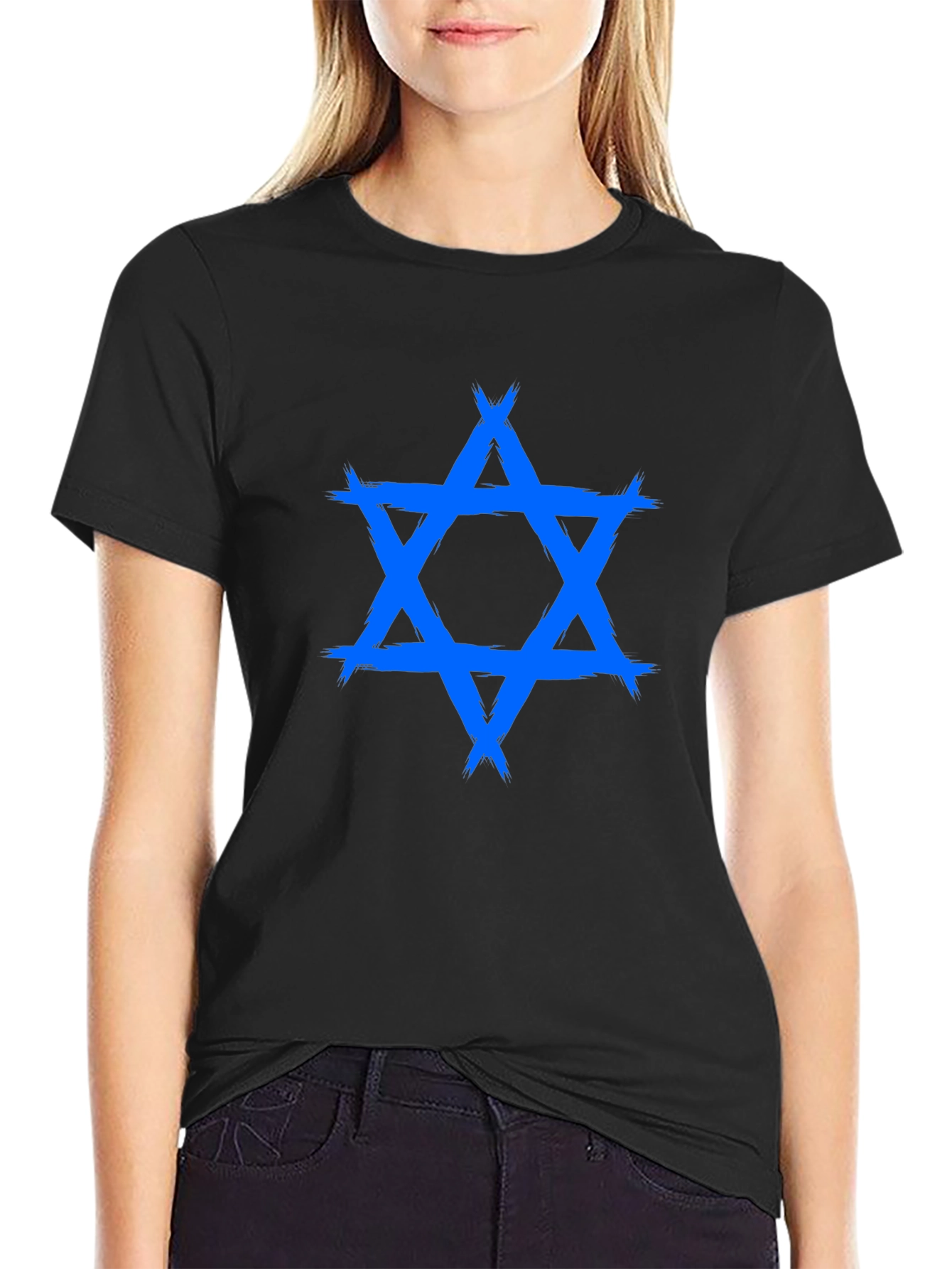 Blue Star of David Graphic T-Shirt - Casual Wear