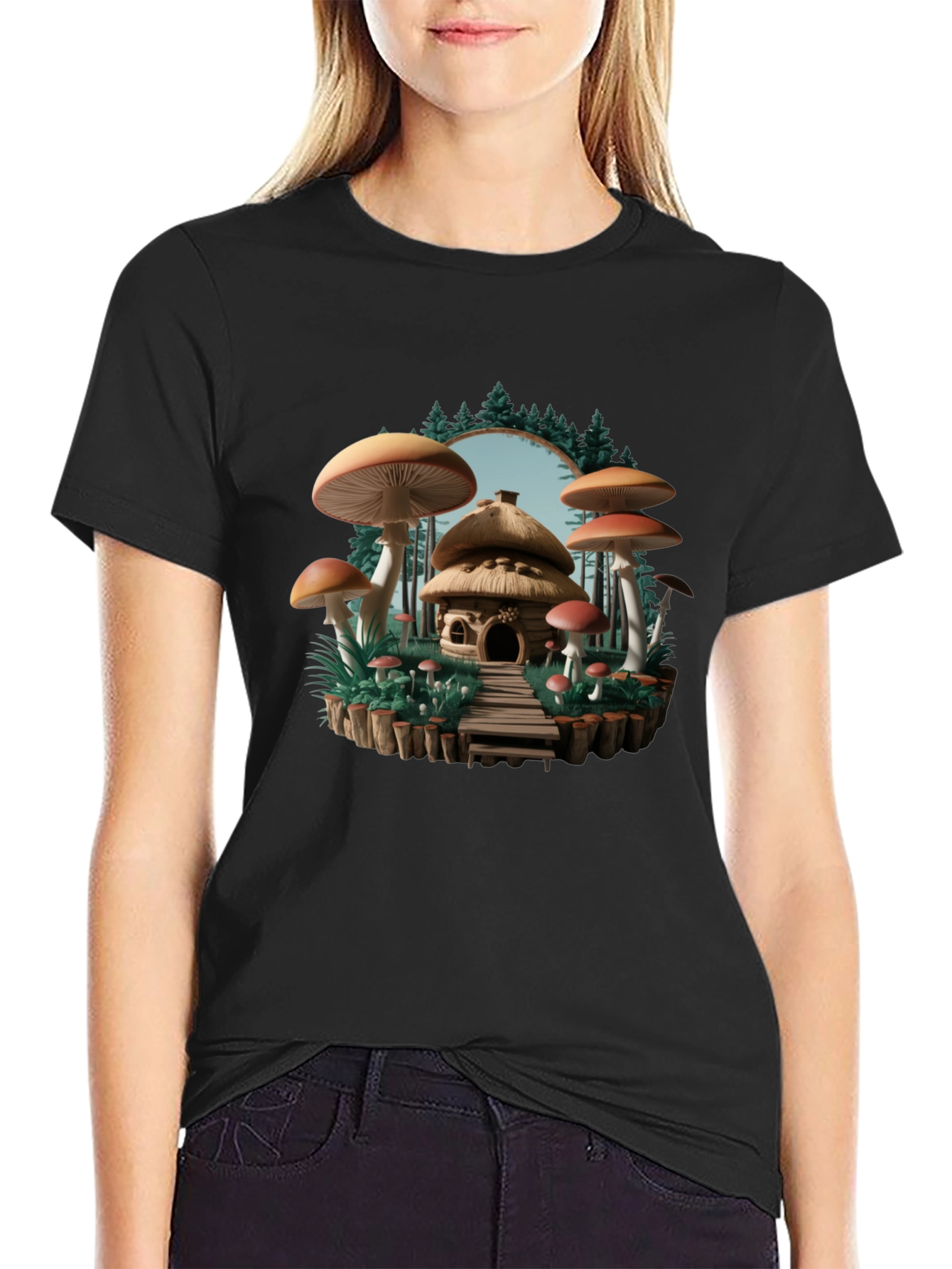 Mushroom House Graphic T-Shirt