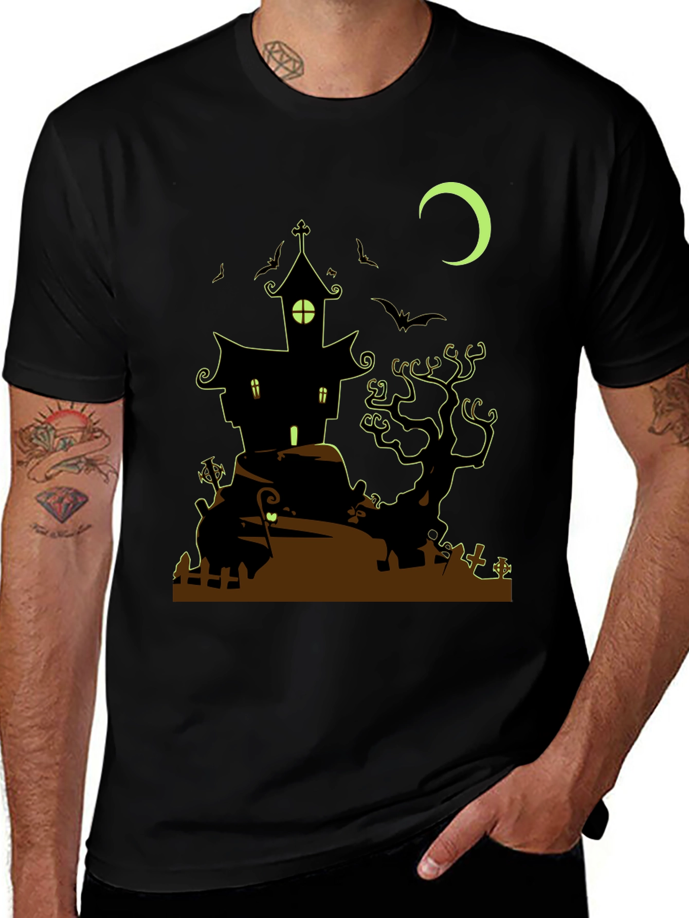 Spooky Halloween House Graphic Tee