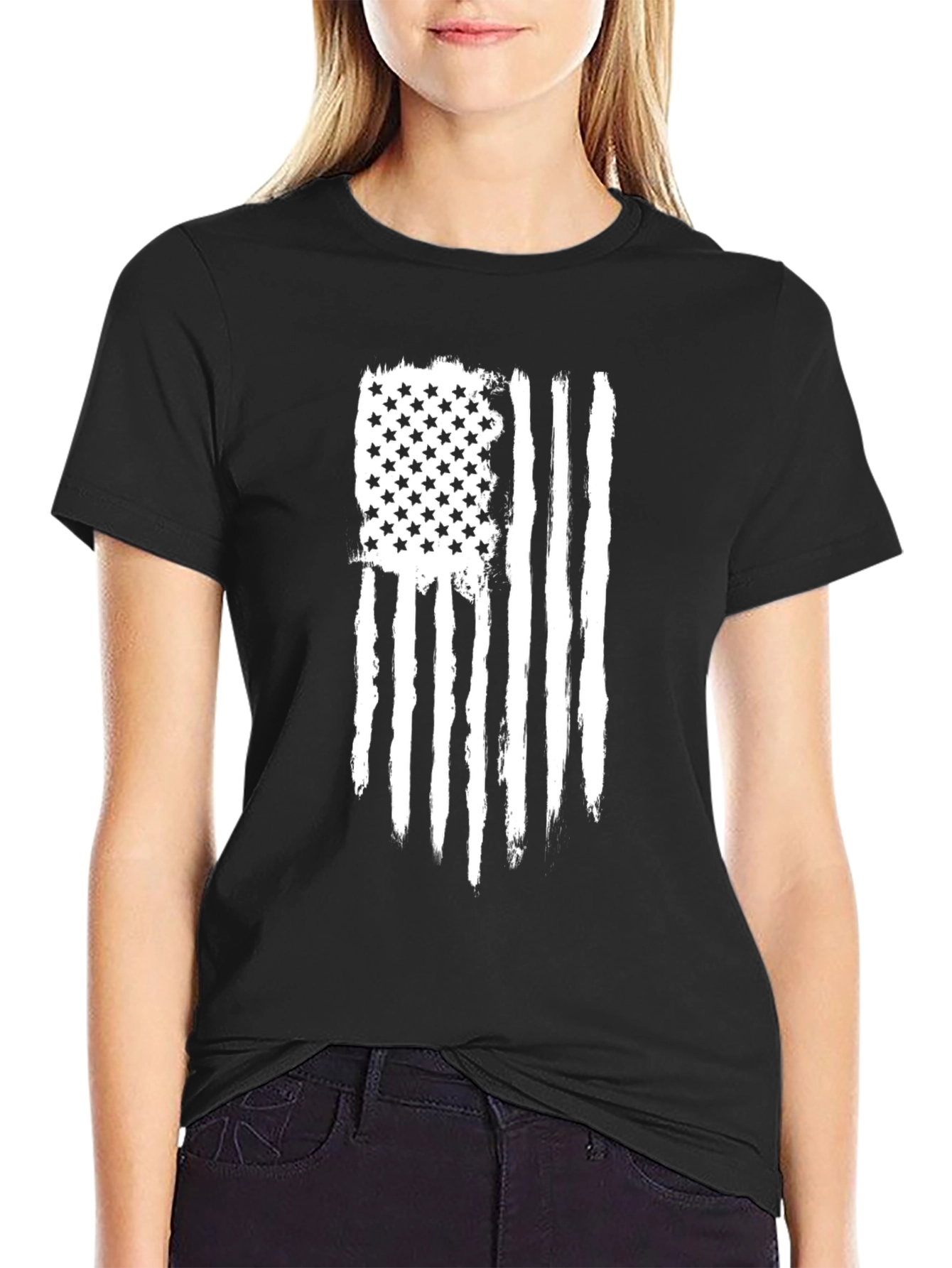 Distressed American Flag Graphic Tee - Patriotic Style