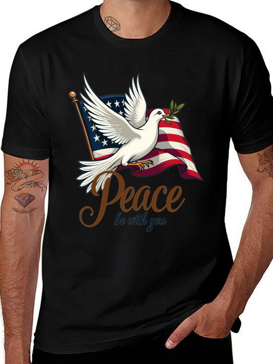 Peace Dove American Flag Graphic T-Shirt