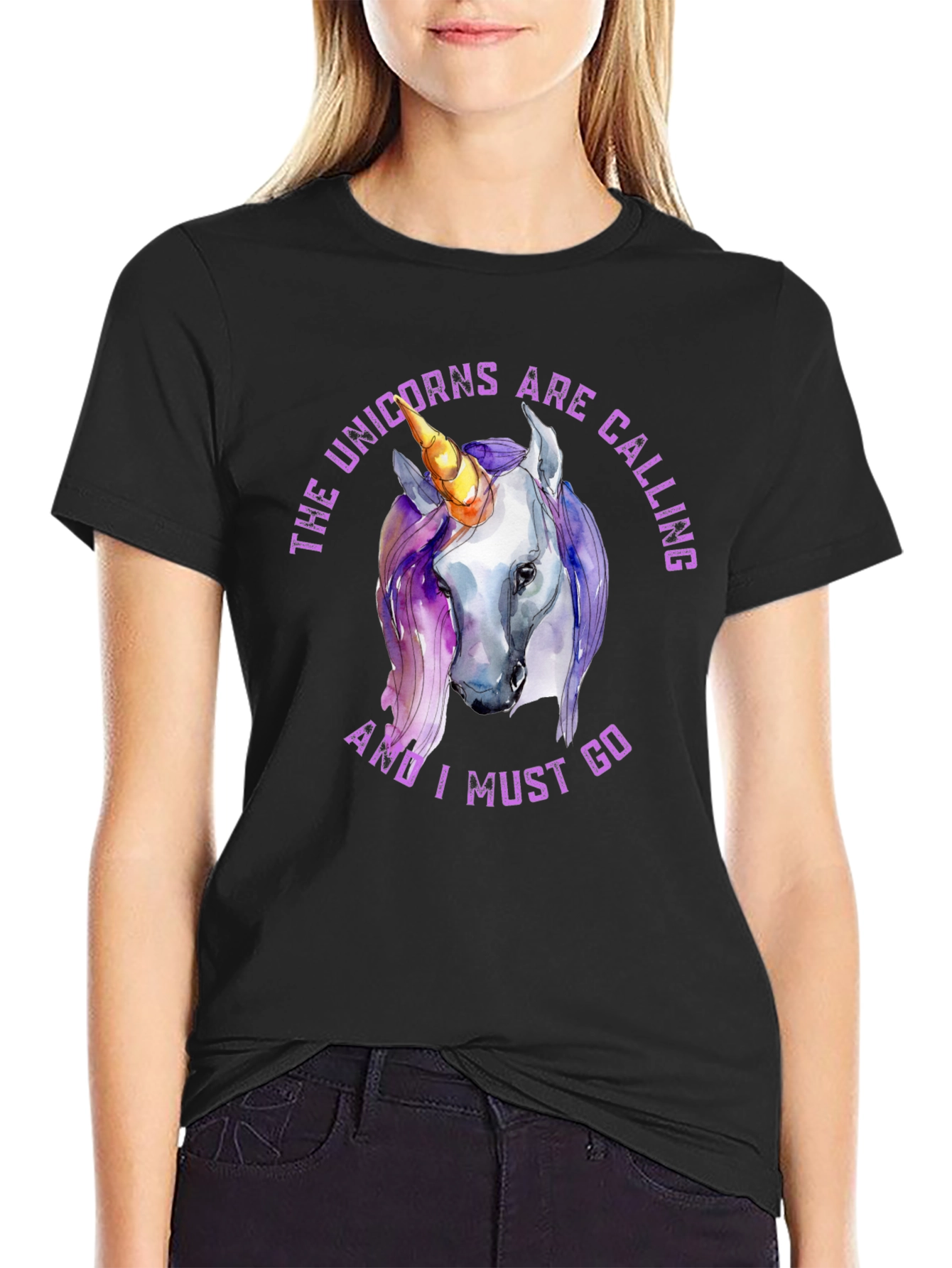 Unicorns are Calling Black T-Shirt