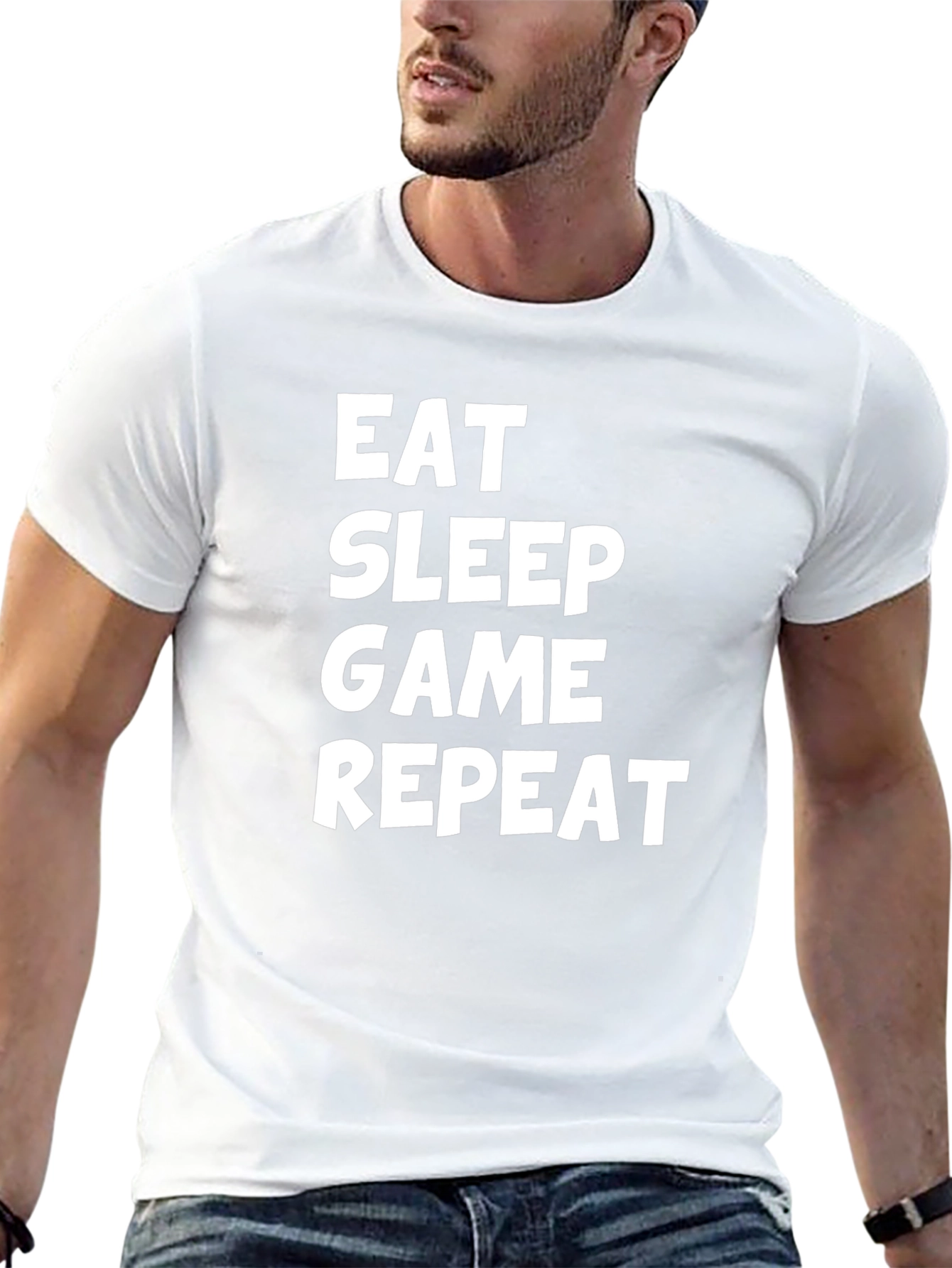 Eat Sleep Game Repeat Black Graphic Tee