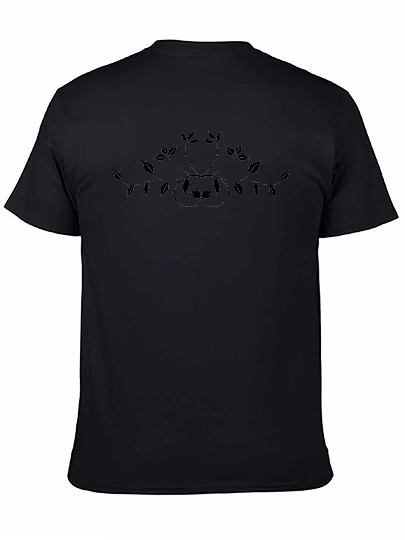 Mens Black Graphic Tee - Stylish Botanical Design