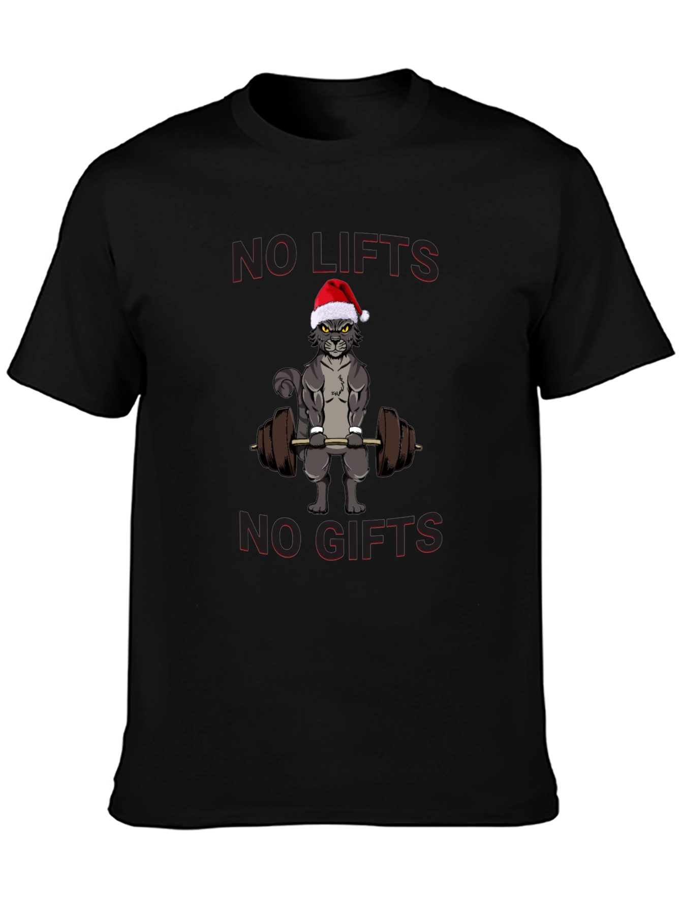 No Lifts No Gifts Christmas Cat Workout T-Shirt