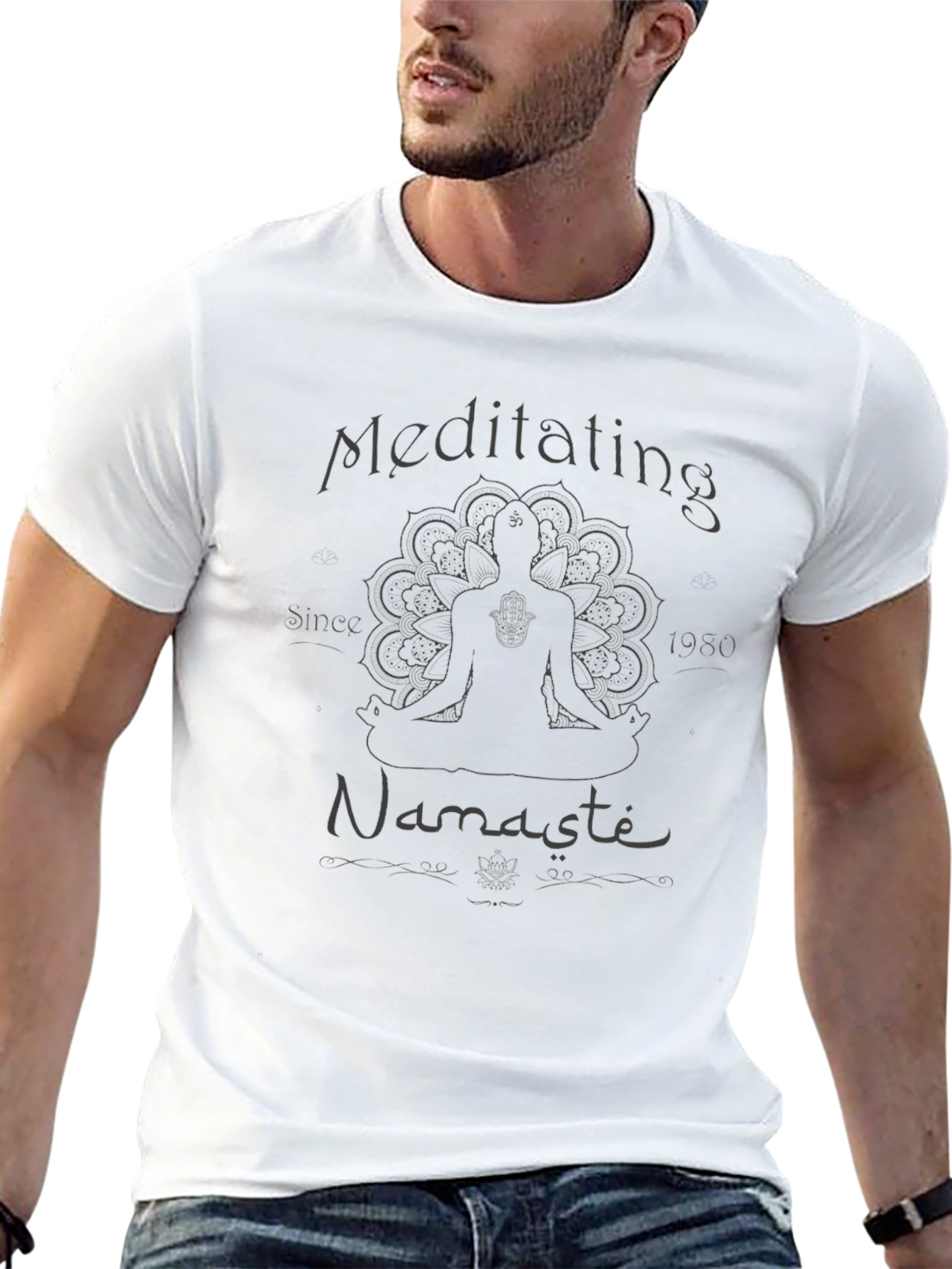 Meditating Namaste Graphic Tee - Yoga Inspired Black T-Shirt