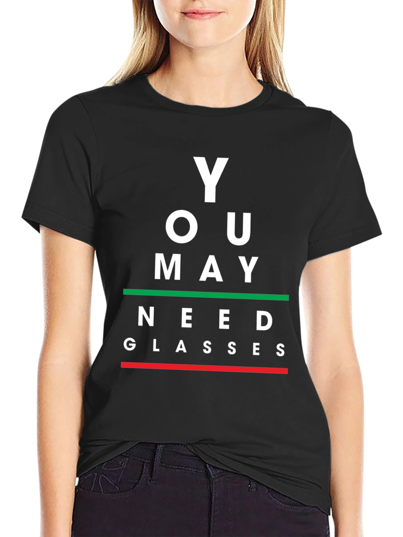 You May Need Glasses Black Graphic Tee