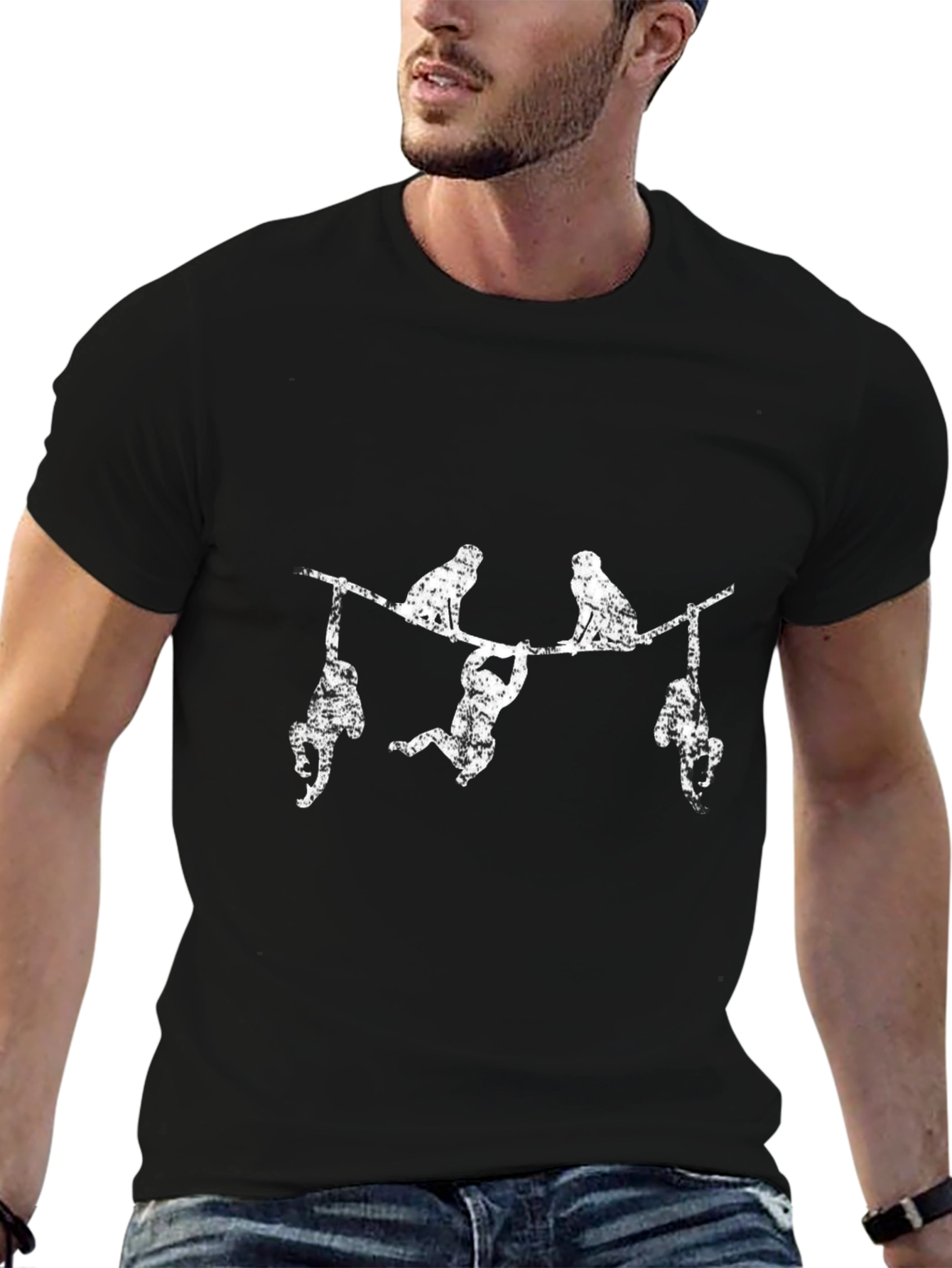 Monkey Business Graphic T-Shirt - Mens Black Tee