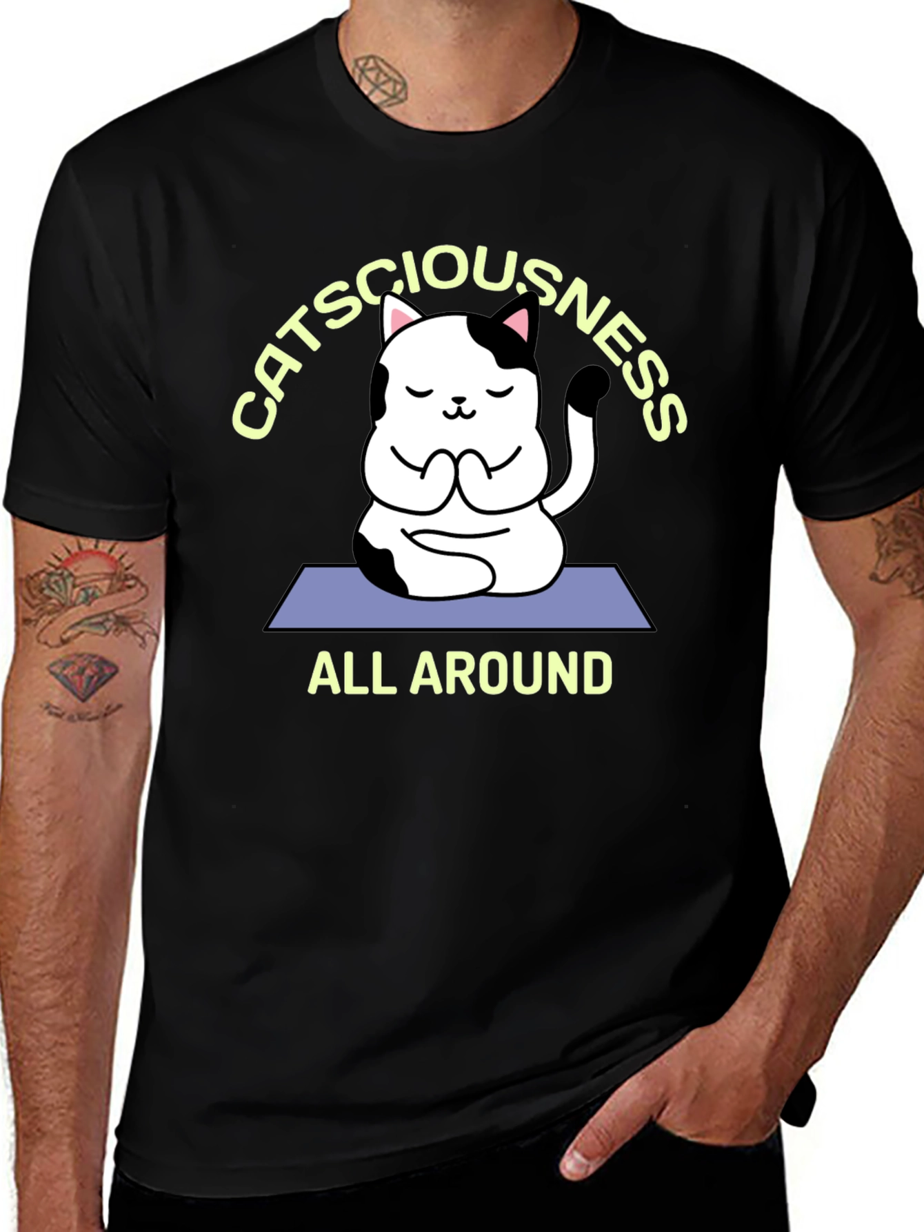 Catsciousness T-Shirt - Meditation Cat Tee