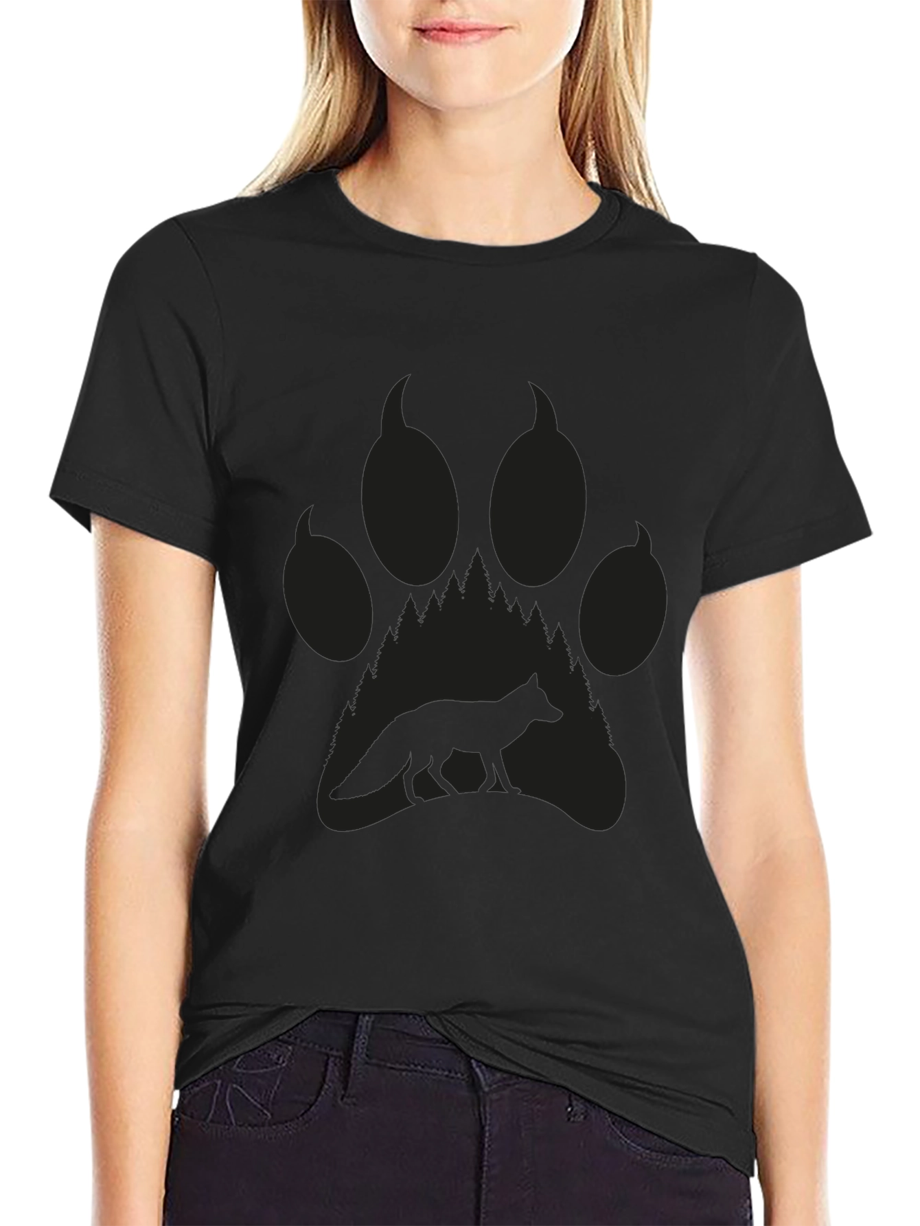 Fox Paw Print Graphic Tee - Nature Inspired
