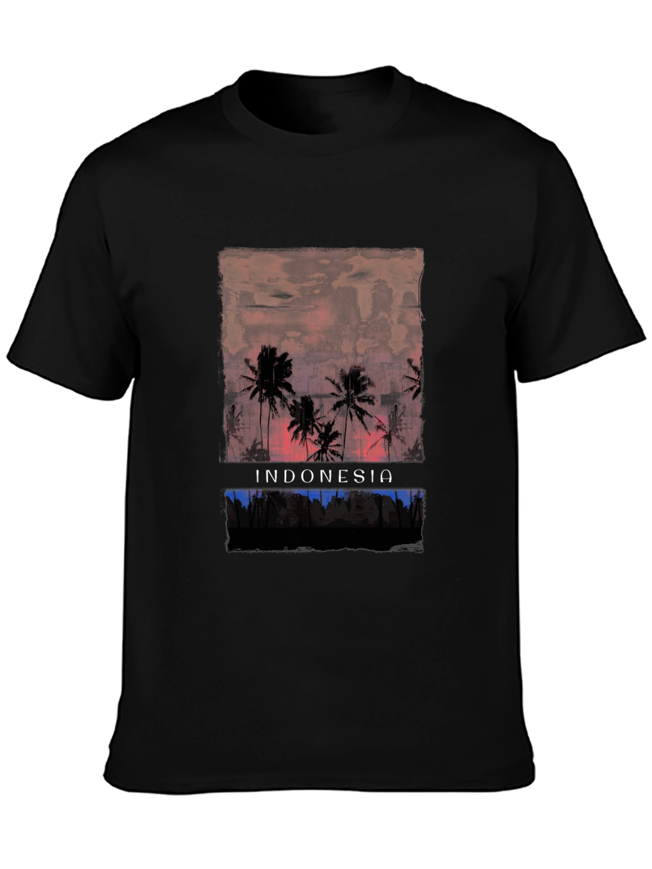 Indonesia Palm Tree Graphic Tee - Black