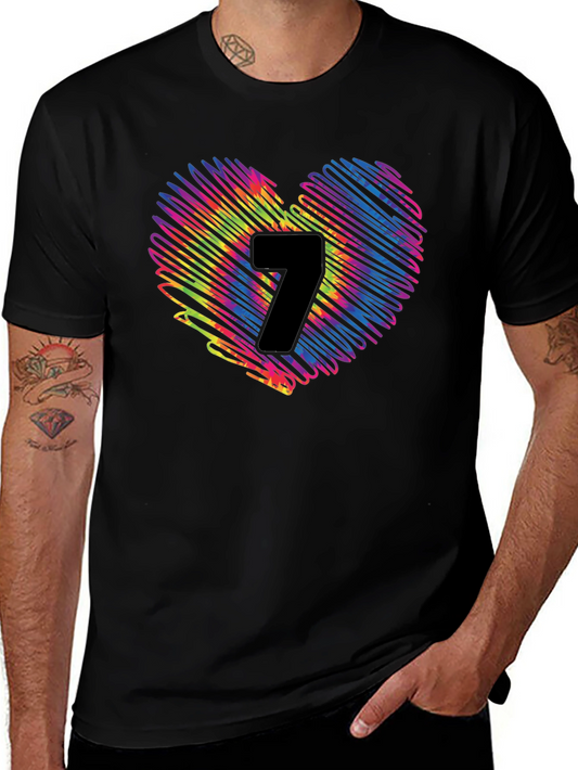 Heart 7 Graphic Tee - Casual Black T-Shirt