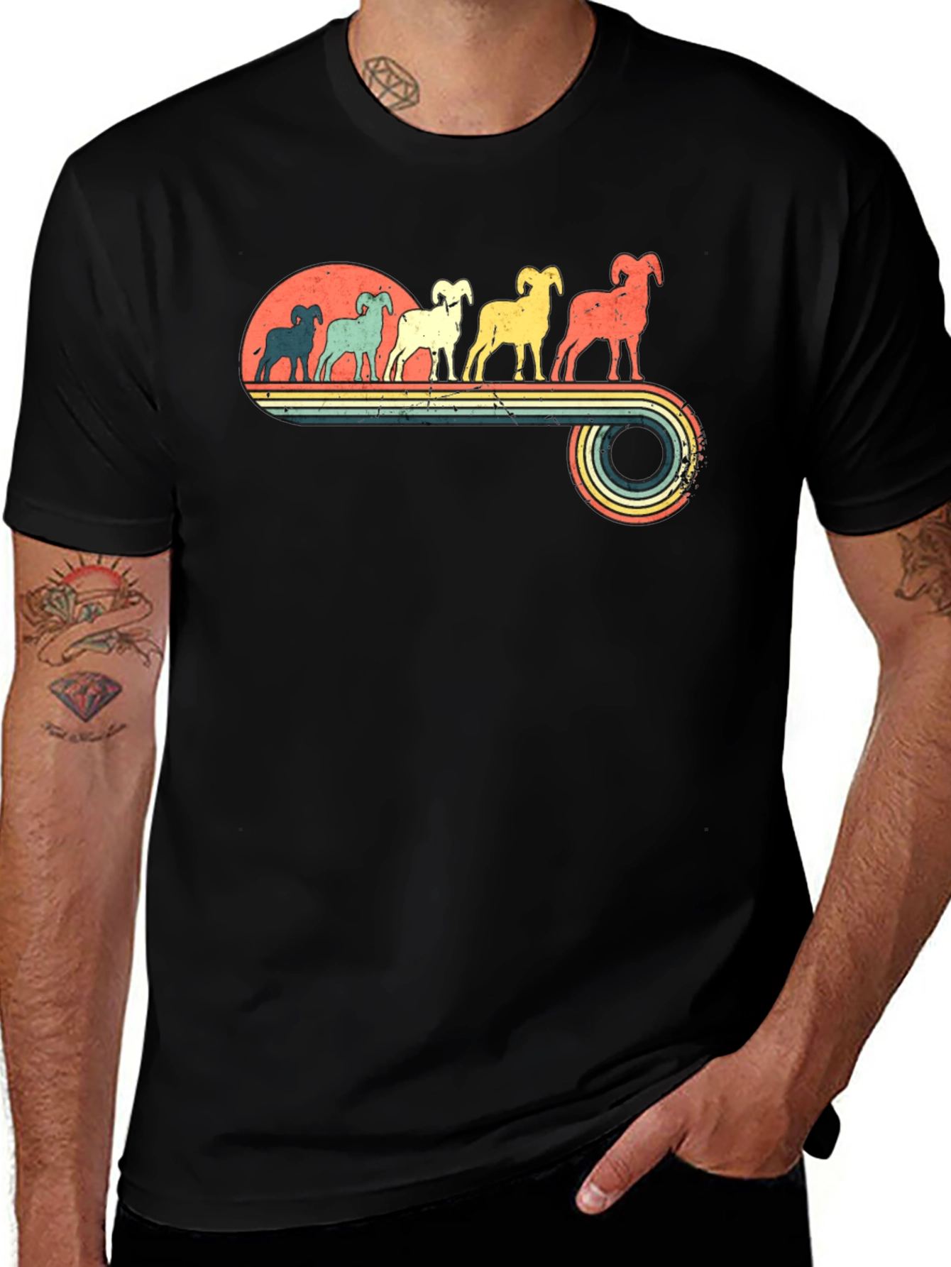 Retro Ram Graphic Tee - Mens Black T-Shirt