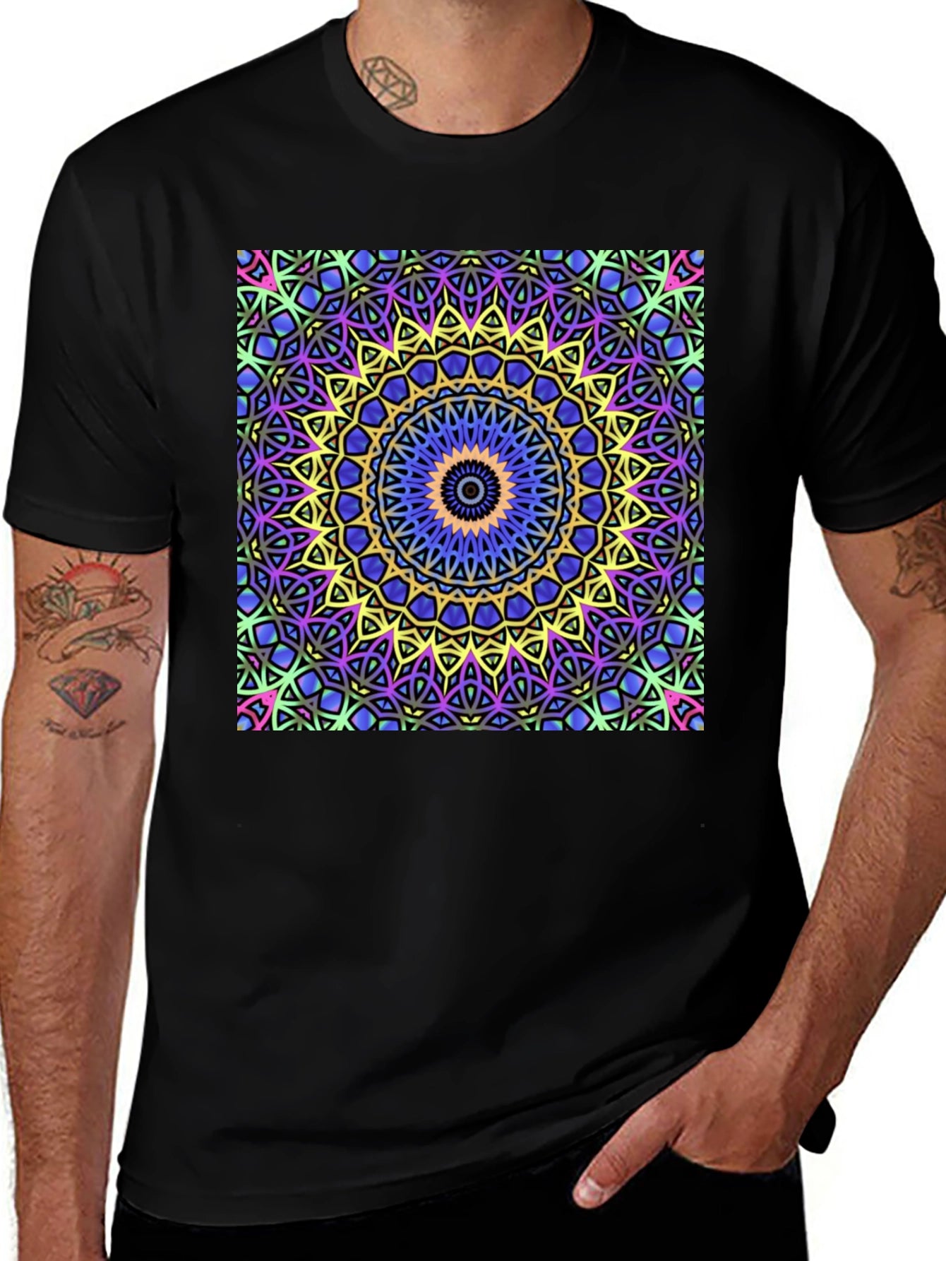 Kaleidoscope Mandala Graphic Tee - Black Unisex T-Shirt
