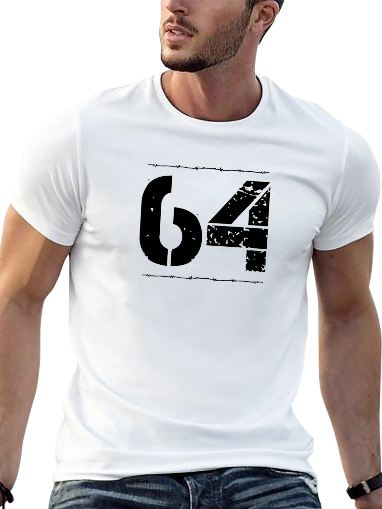 Black Graphic Tee - Number 64 Design