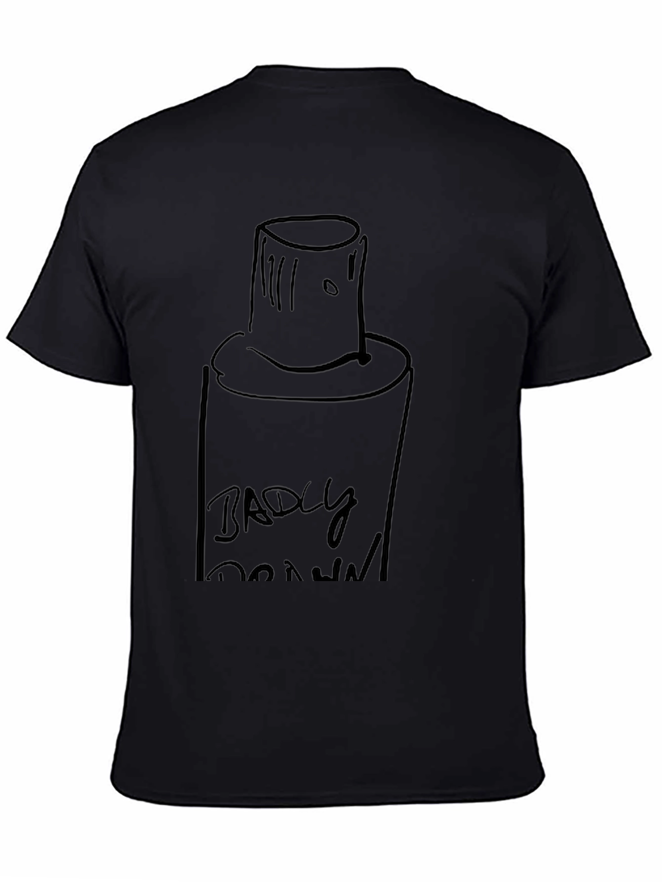Badly Drawn Spray Paint Can Black T-Shirt