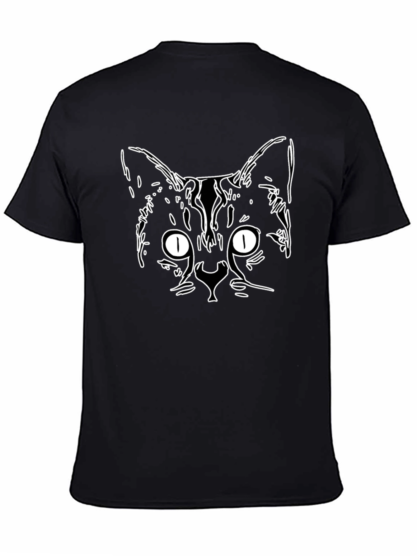 Cool Cat Outline Graphic Tee - Black