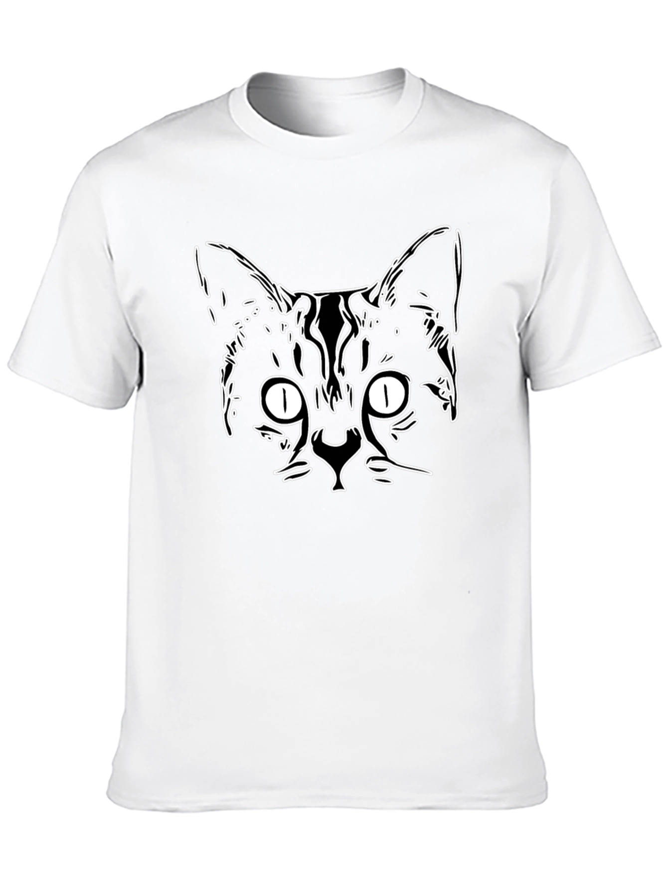 Cool Cat Outline Graphic Tee - Black