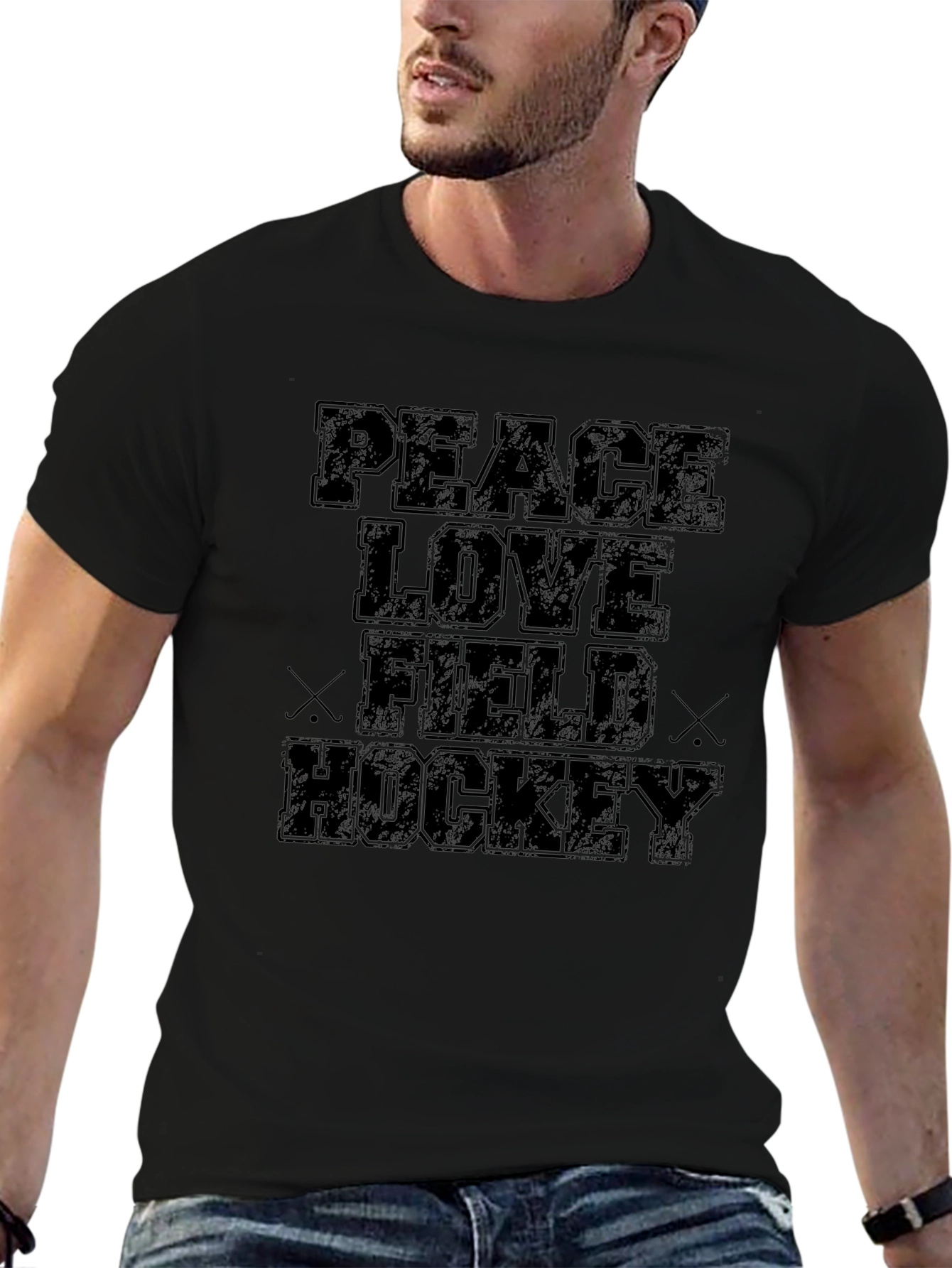 Peace Love Field Hockey Black Graphic Tee