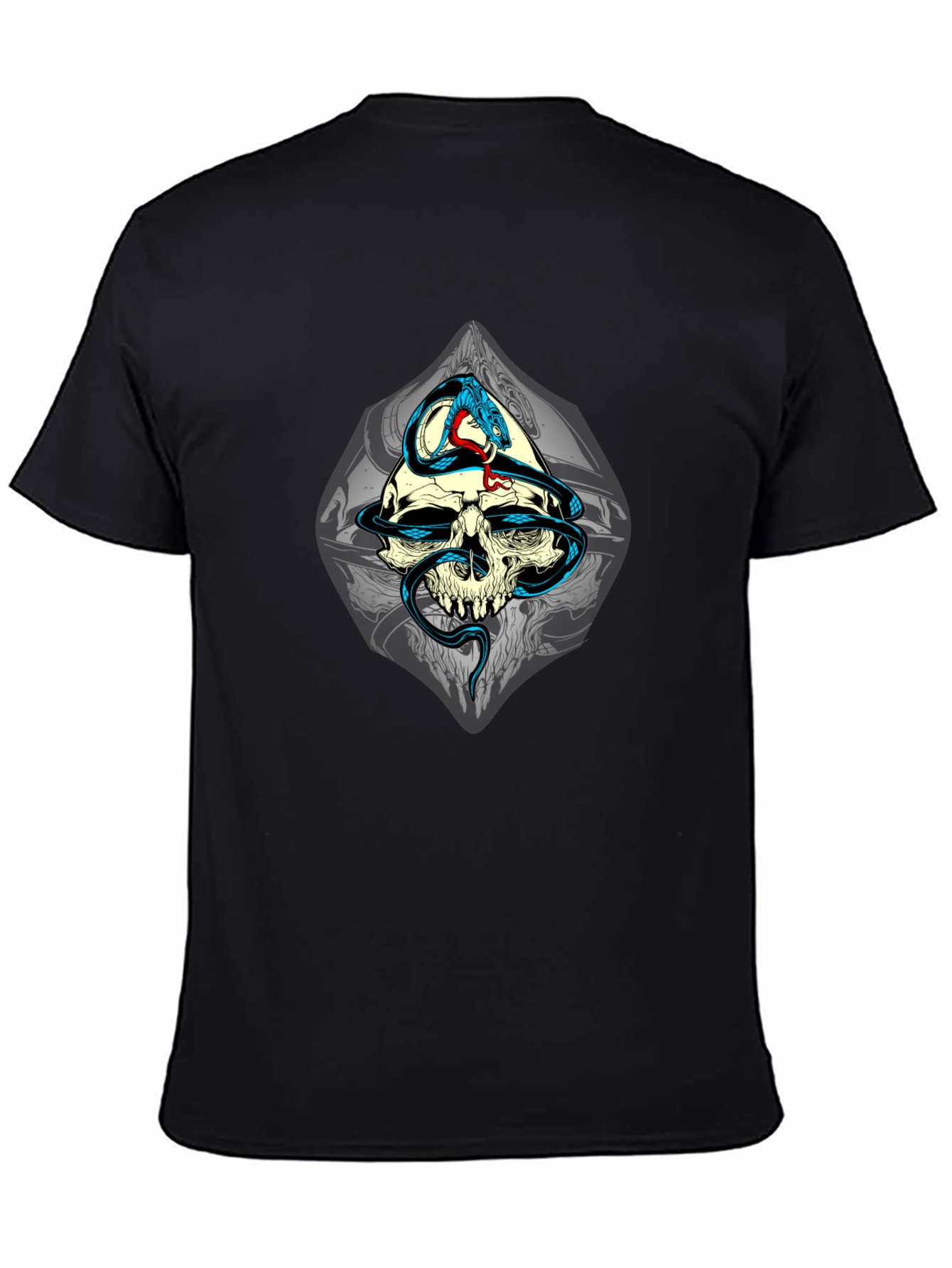 Skull and Snake Graphic T-Shirt - Black