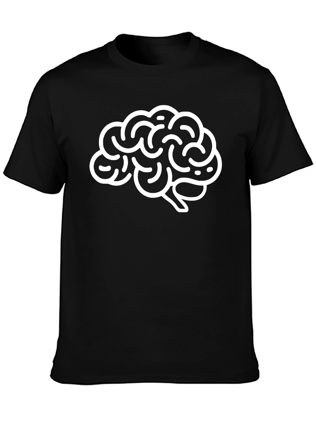 Brain Graphic Tee - Black Cotton Crew Neck