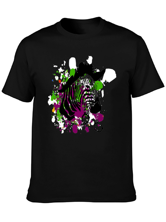 Zebra Art Mens Black T-Shirt