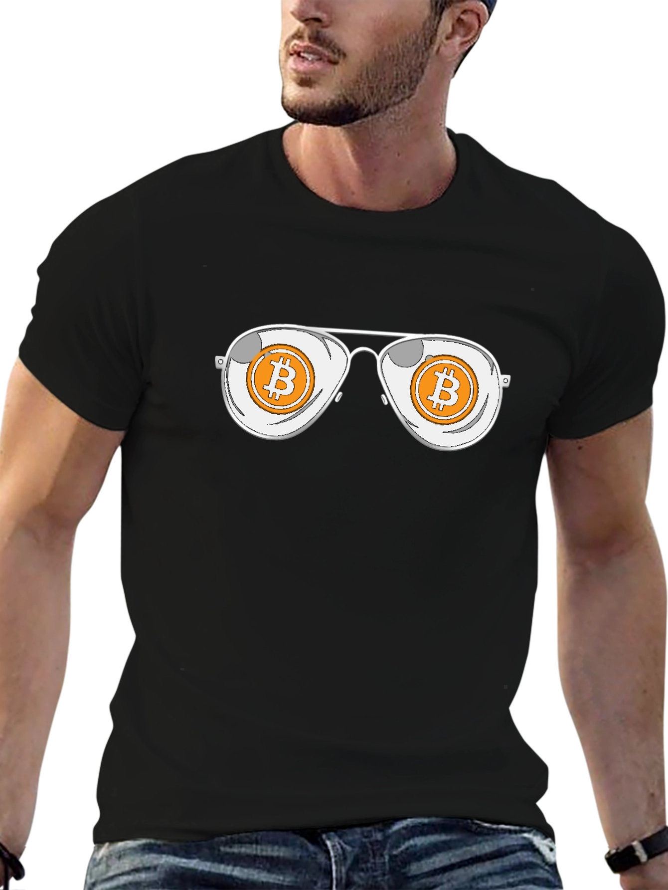 Bitcoin Aviator Sunglasses T-Shirt - Crypto Style