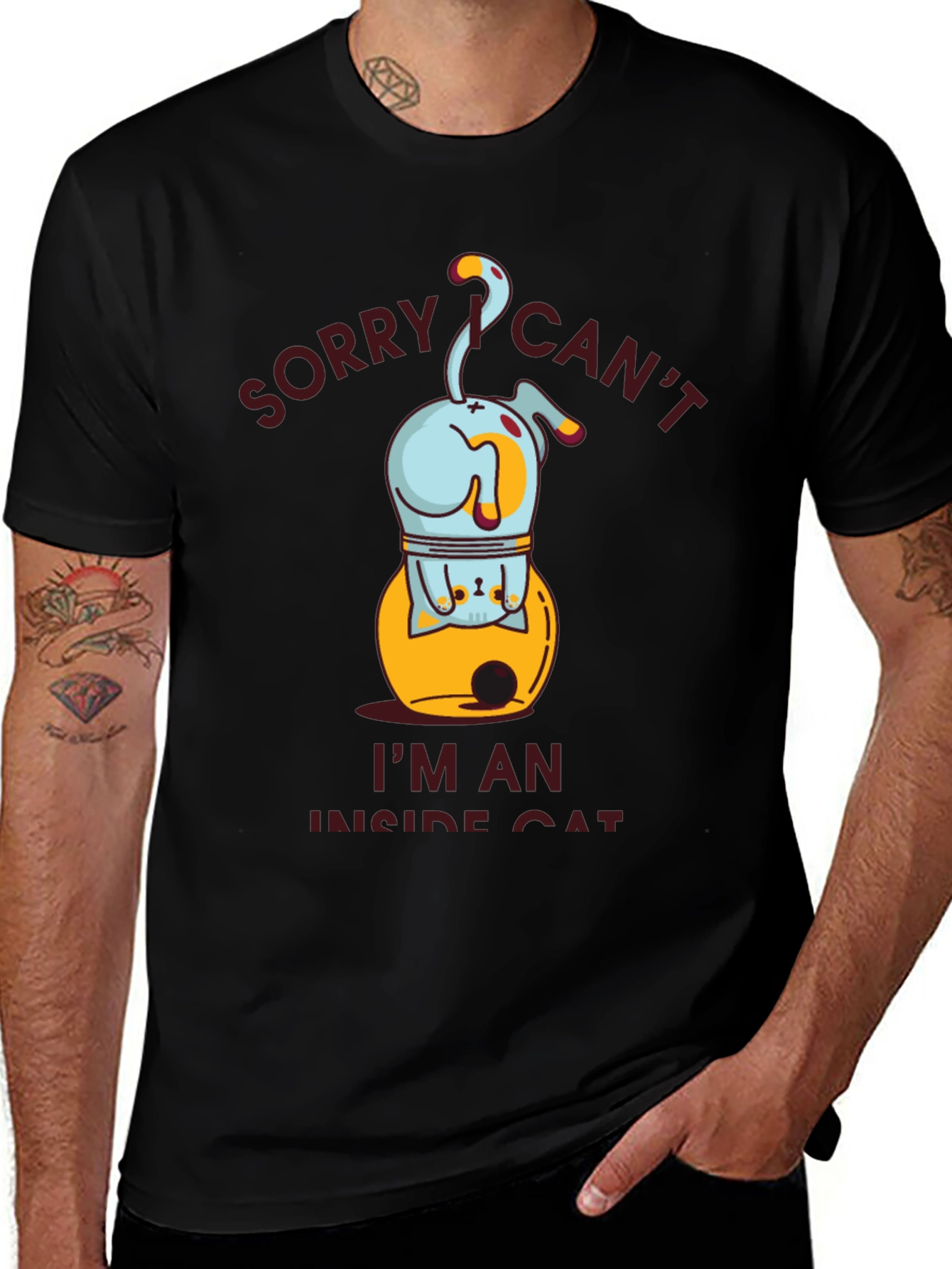 Funny Inside Cat Graphic T-Shirt